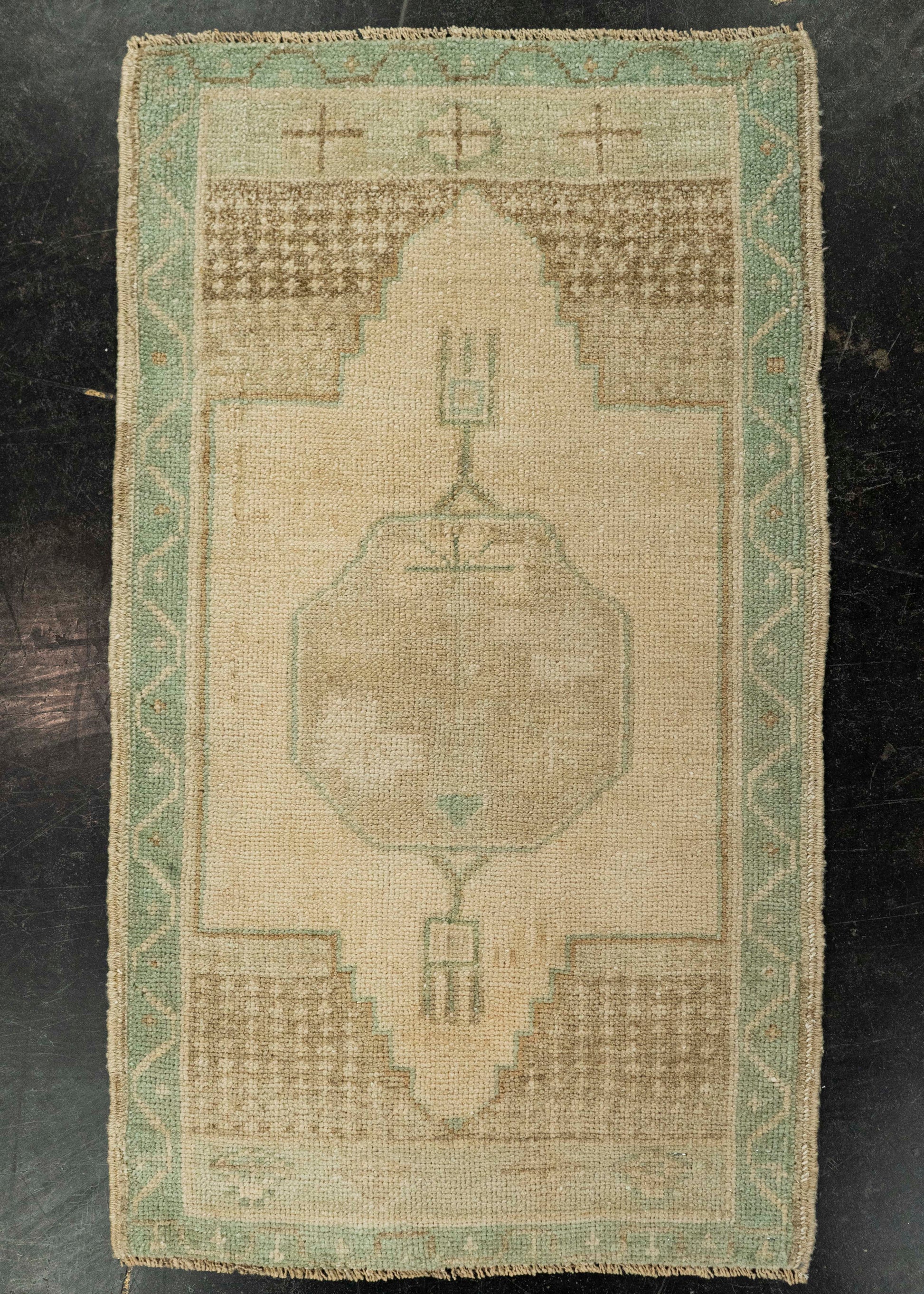 Turkish Mini Rug Oriental Hand Knotted Vintage Rug 1'7" x 2'9" #21077