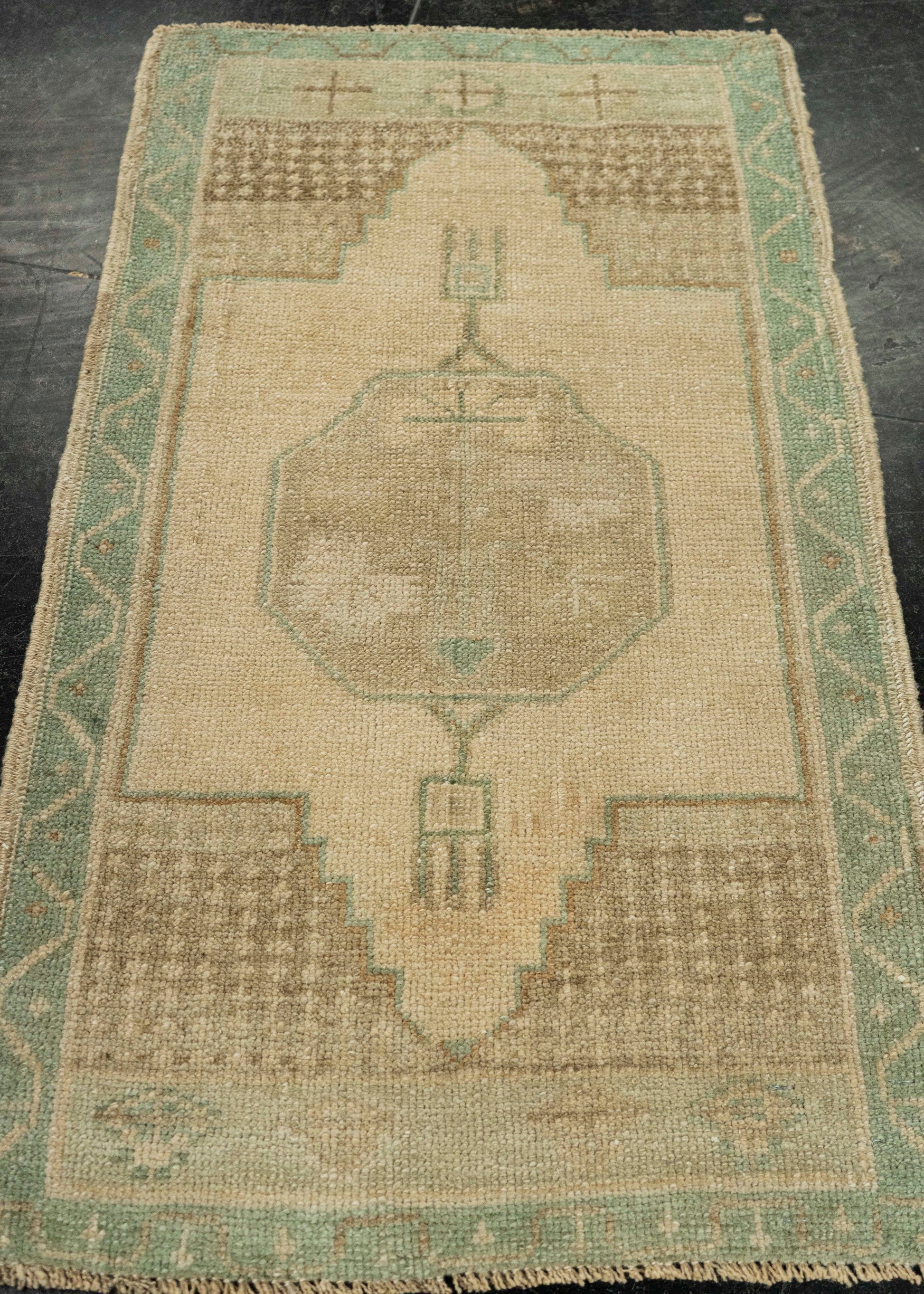 Turkish Mini Rug Oriental Hand Knotted Vintage Rug 1'7" x 2'9" #21077