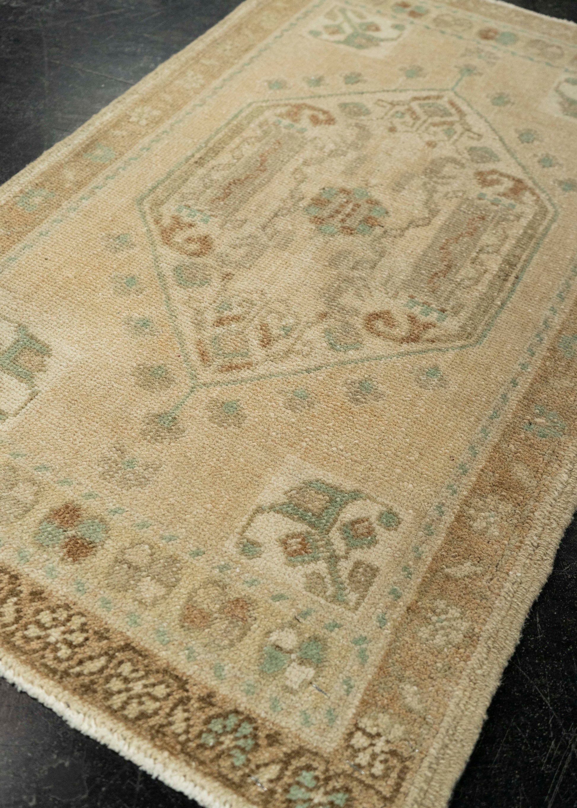 Turkish Mini Rug Oriental Hand Knotted Vintage Rug 1'10" x 3' #21091