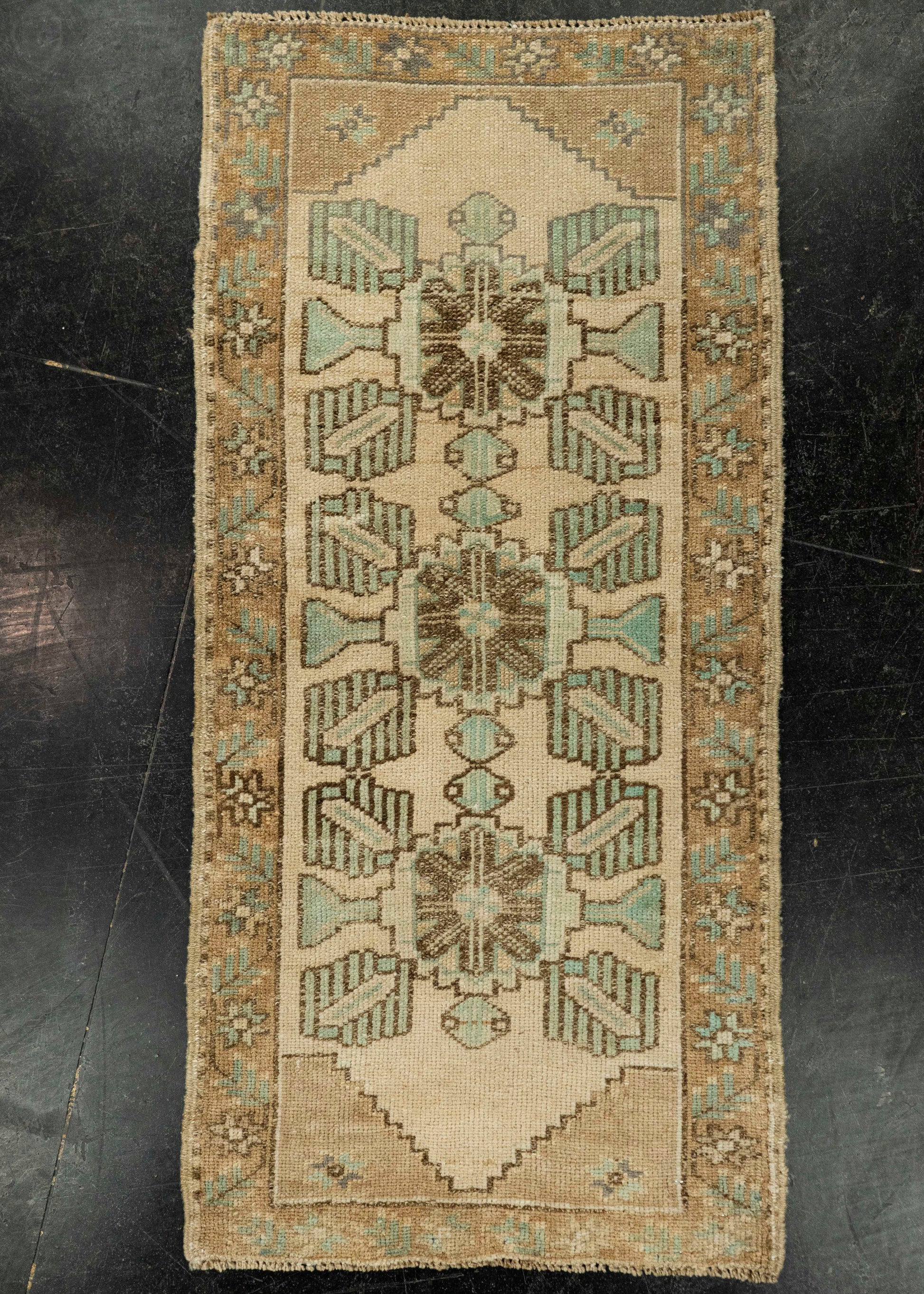 Turkish Mini Rug Oriental Hand Knotted Vintage Rug 1'8" x 3'5" #21078
