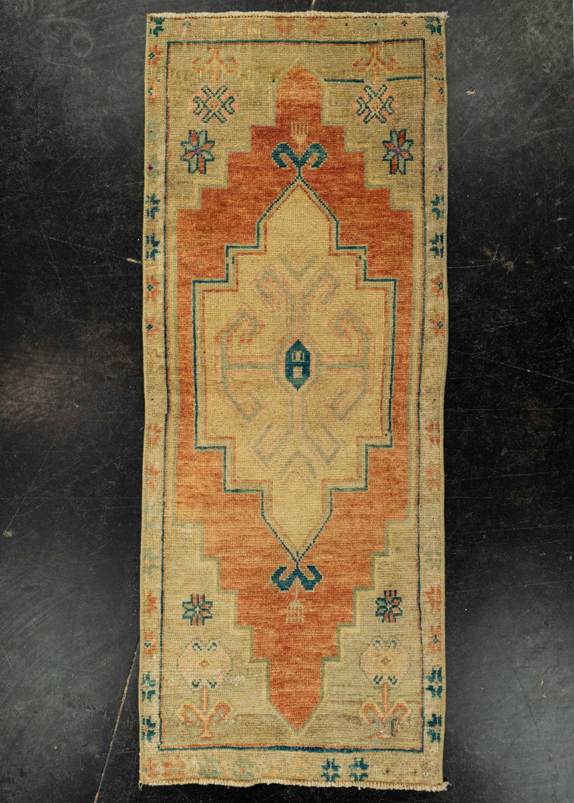 Turkish Mini Rug Oriental Hand Knotted Vintage Rug 1'5" x 3'8" #21150