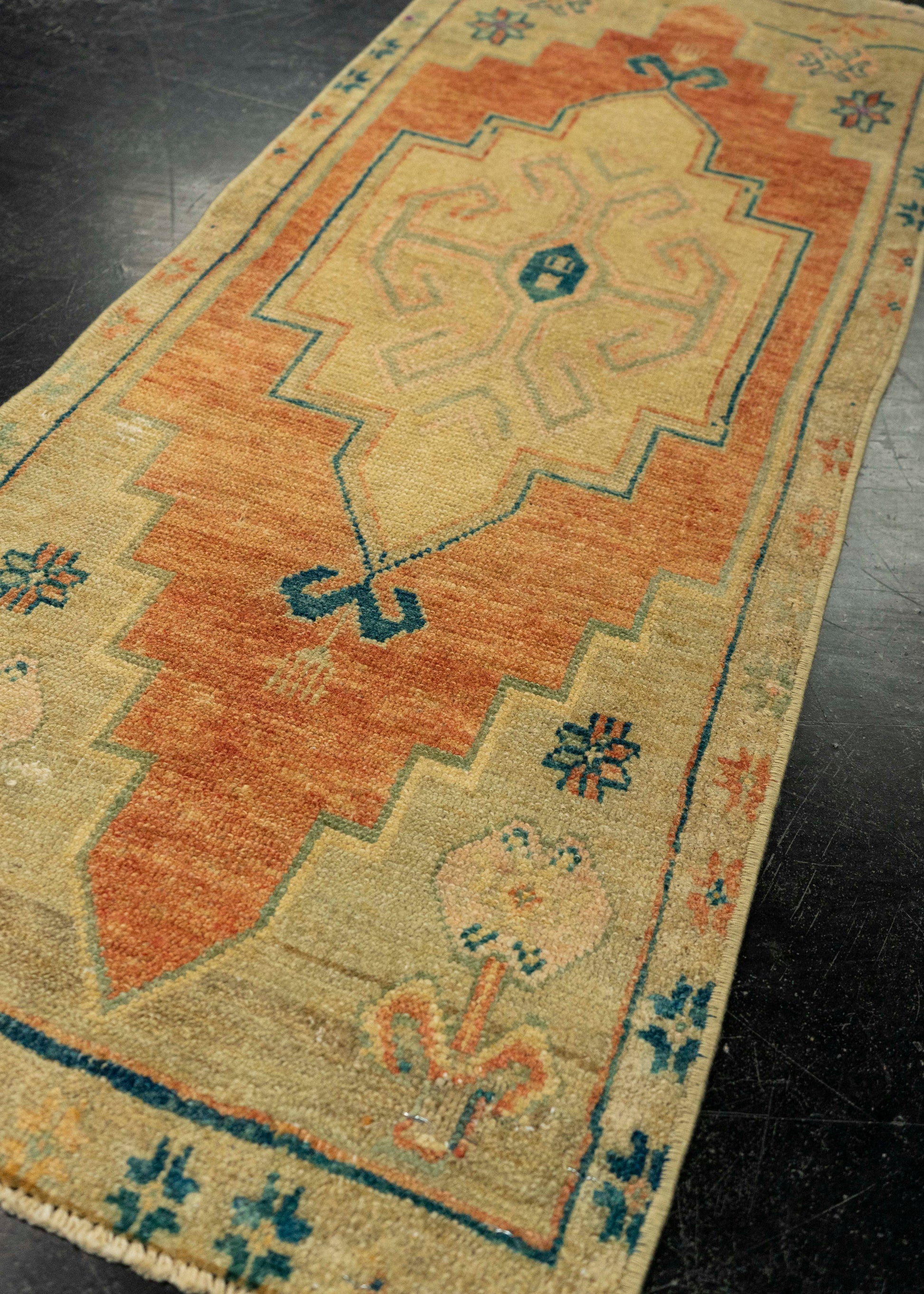 Turkish Mini Rug Oriental Hand Knotted Vintage Rug 1'5" x 3'8" #21150