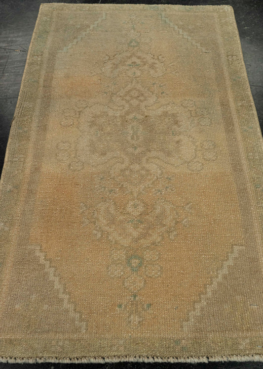 Turkish Mini Rug Oriental Hand Knotted Vintage Rug 1'10" x 3'1" #21030