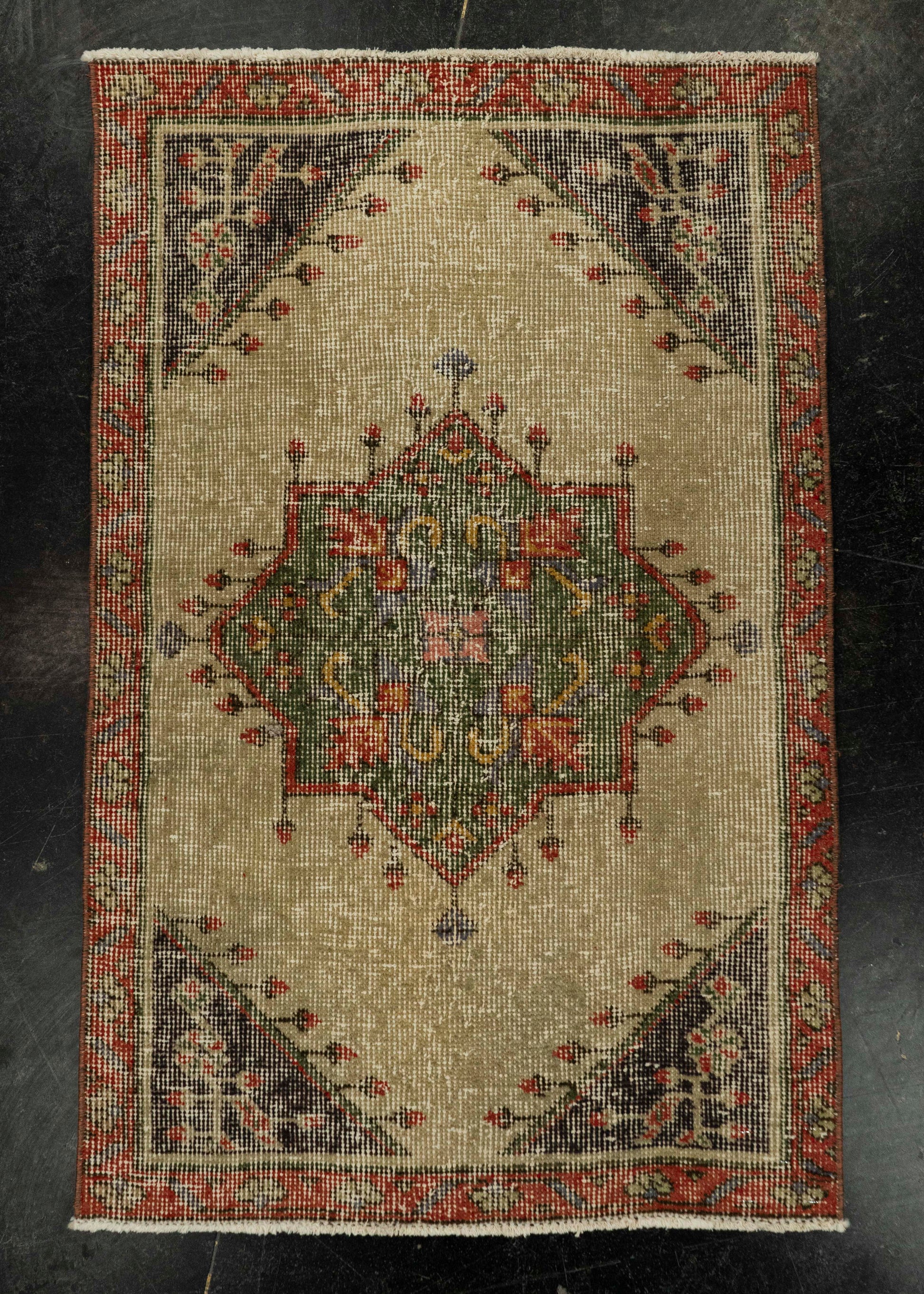Turkish Mini Rug Oriental Hand Knotted Vintage Rug 2'3" x 3'6" #21107