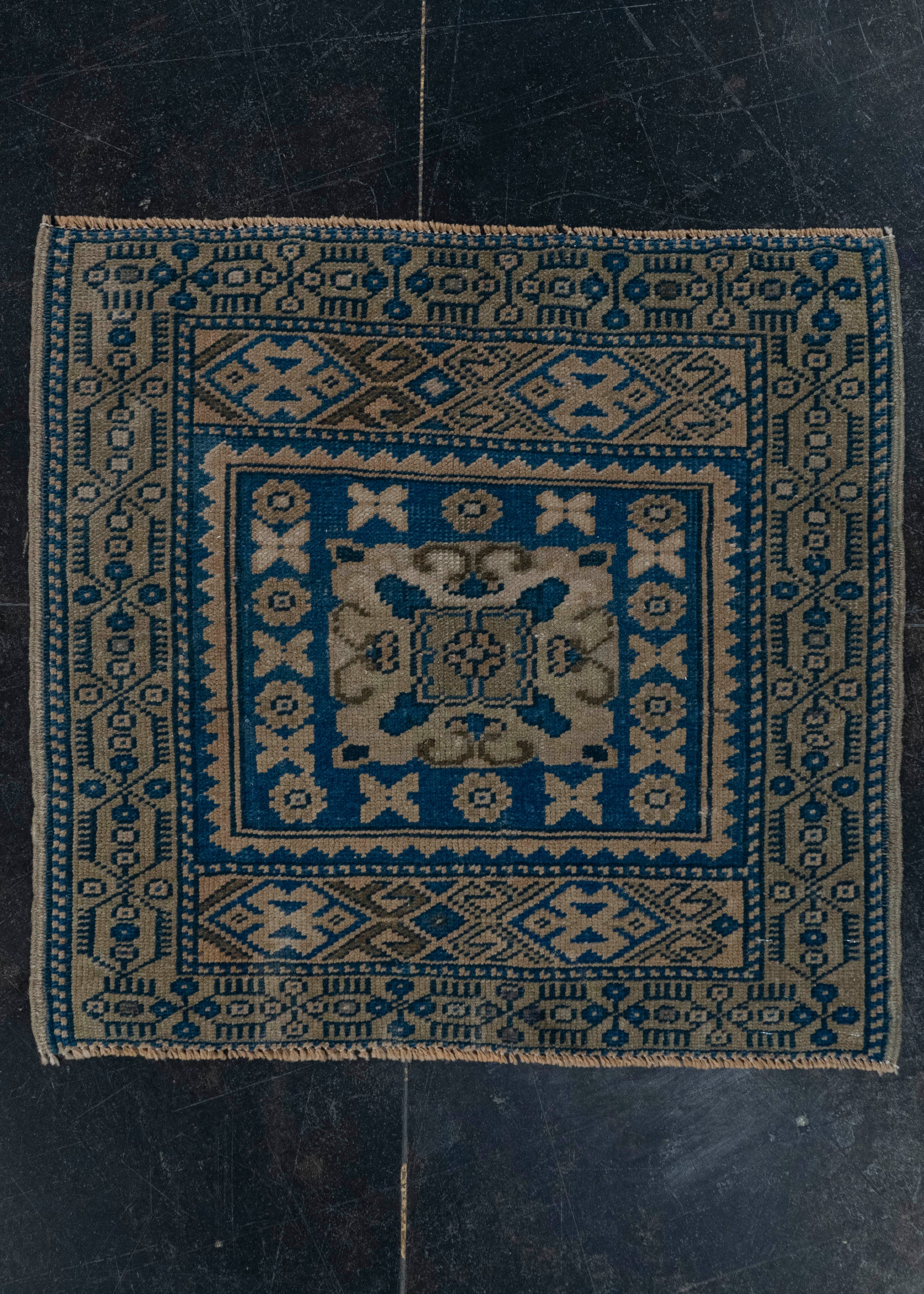 Turkish Mini Rug Oriental Hand Knotted Vintage Rug 2' x 1'10" #20636