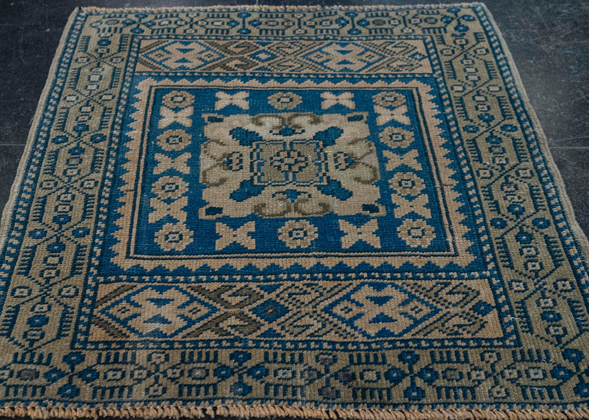 Turkish Mini Rug Oriental Hand Knotted Vintage Rug 2' x 1'10" #20636