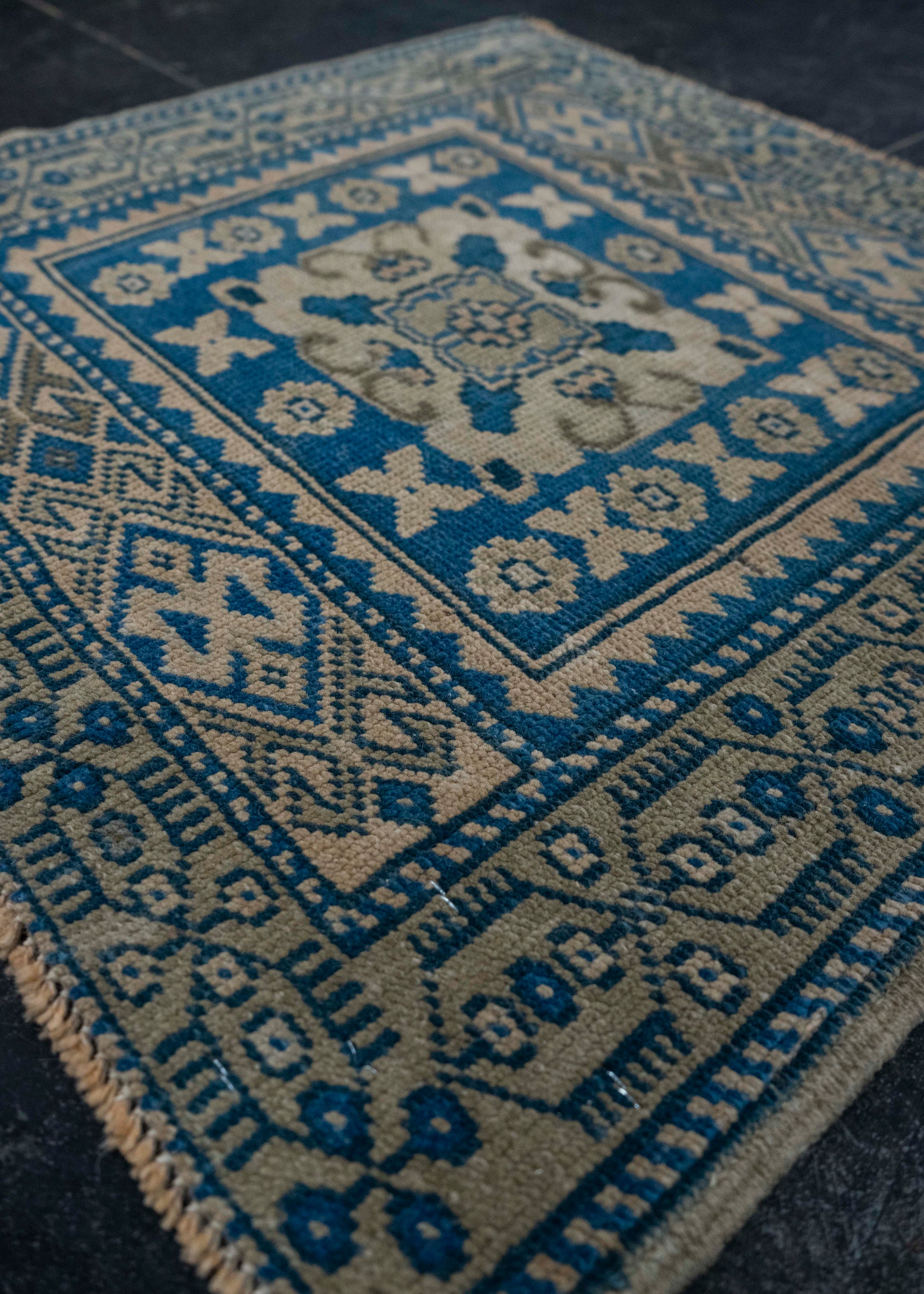 Turkish Mini Rug Oriental Hand Knotted Vintage Rug 2' x 1'10" #20636