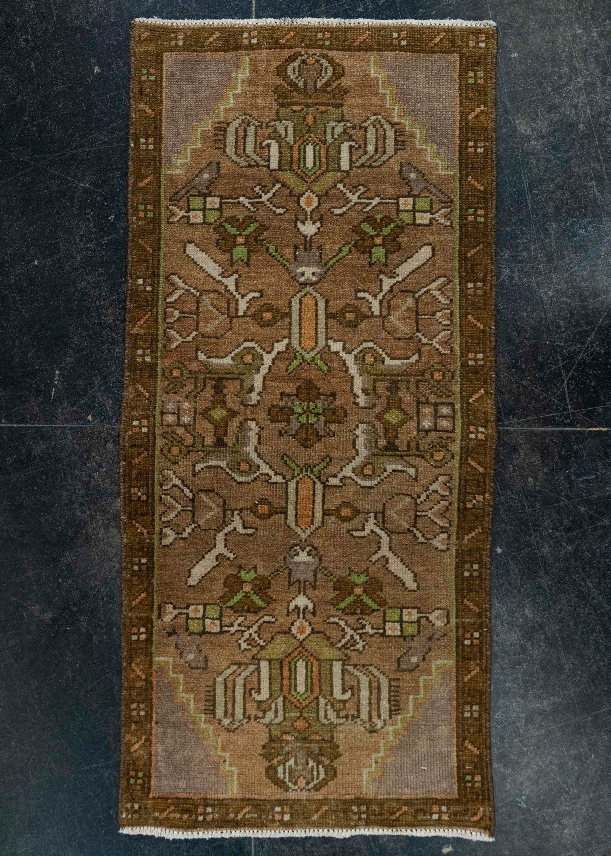 Turkish Mini Rug Oriental Hand Knotted Vintage Rug 1'7" x 3'6" #20644