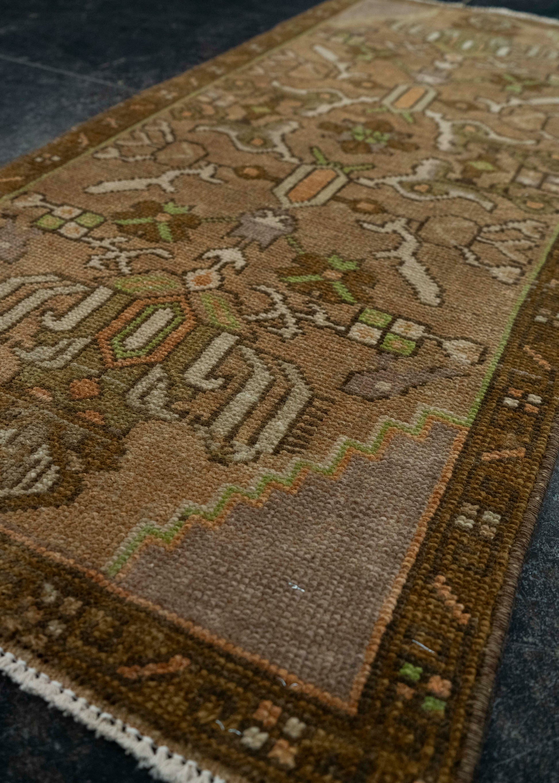 Turkish Mini Rug Oriental Hand Knotted Vintage Rug 1'7" x 3'6" #20644