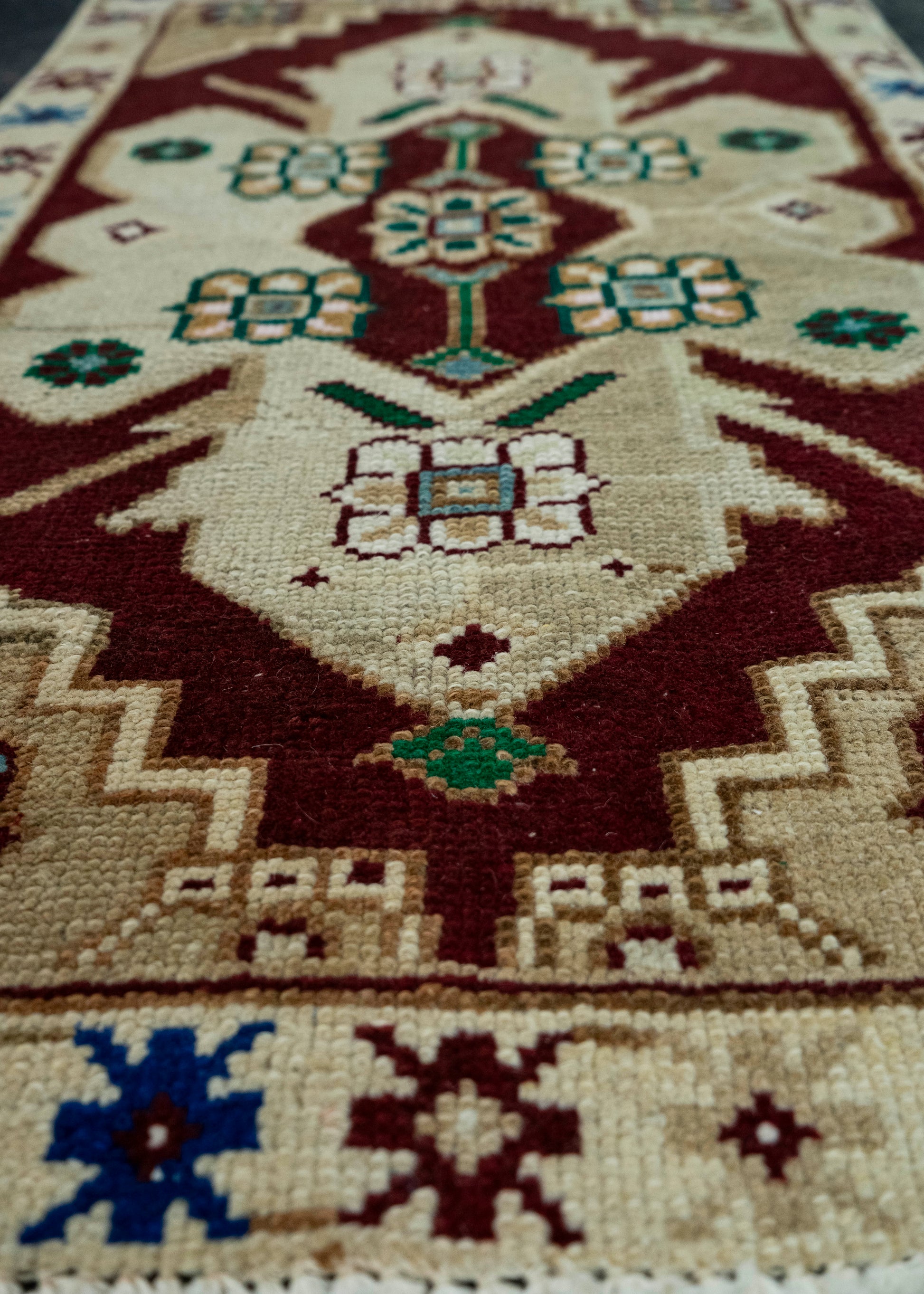 Turkish Mini Rug Oriental Hand Knotted Vintage Rug 1'7" x 2'6" #20630