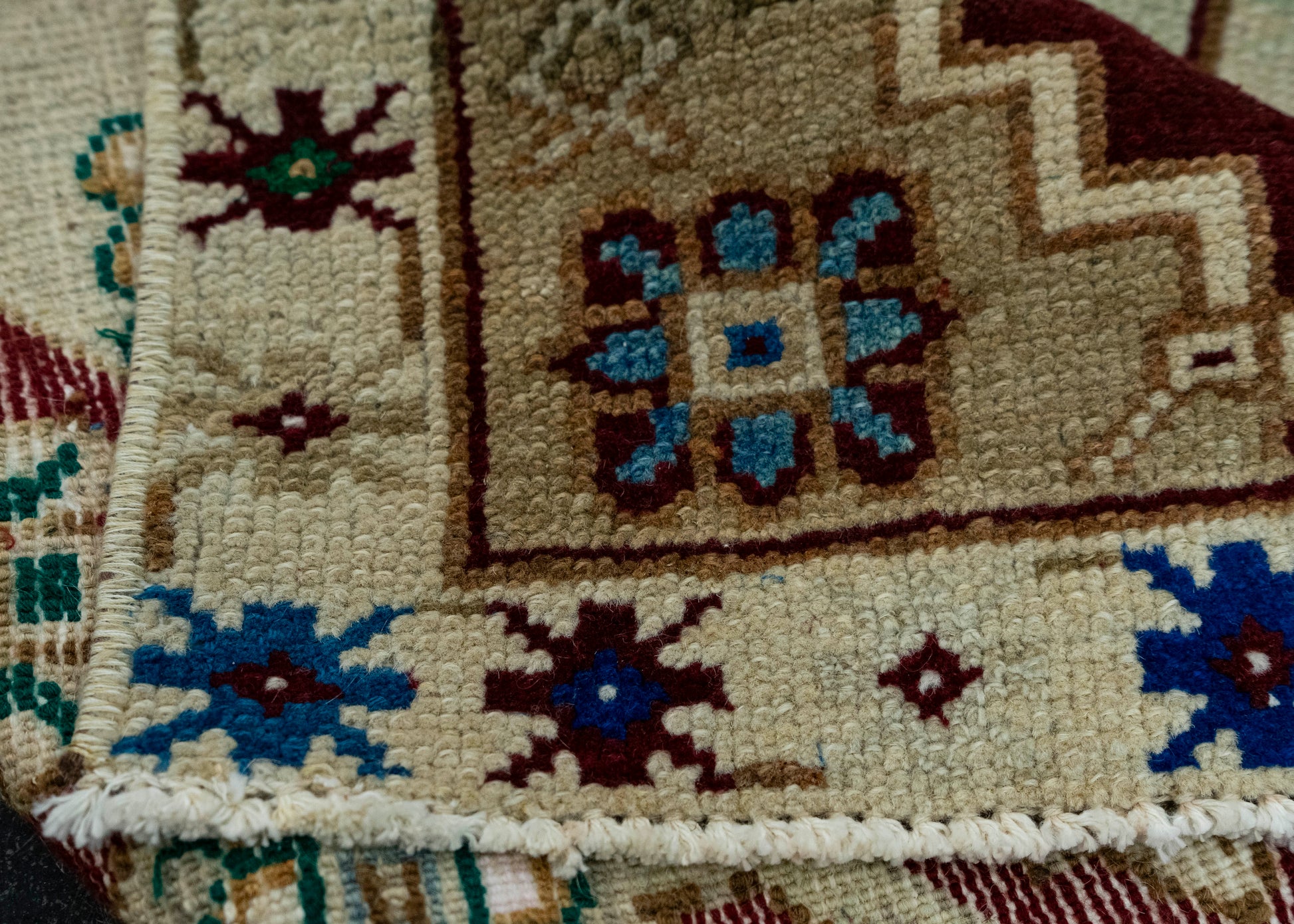 Turkish Mini Rug Oriental Hand Knotted Vintage Rug 1'7" x 2'6" #20630