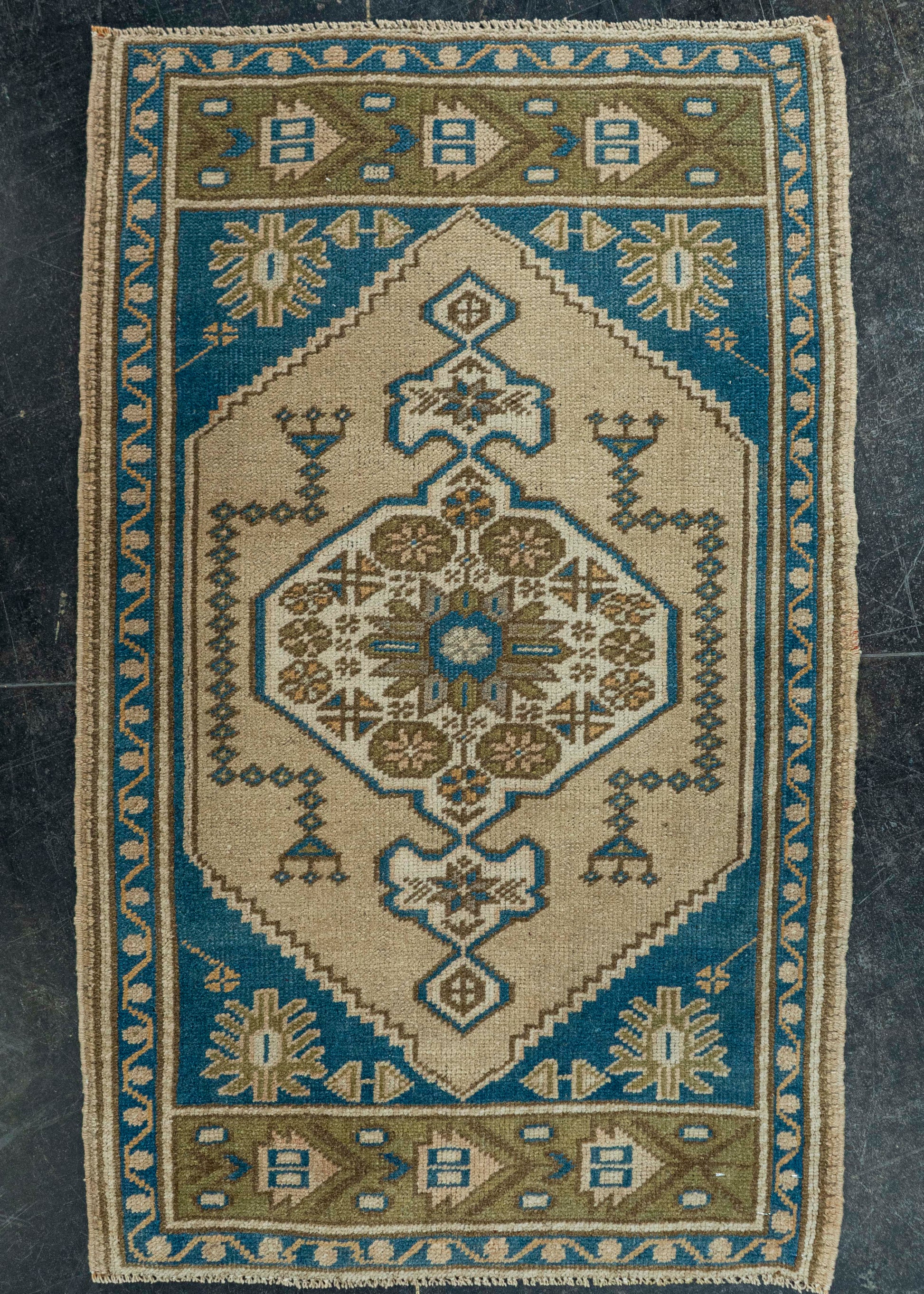 Turkish Mini Rug Oriental Hand Knotted Vintage Rug 2' x 3'3" #20768