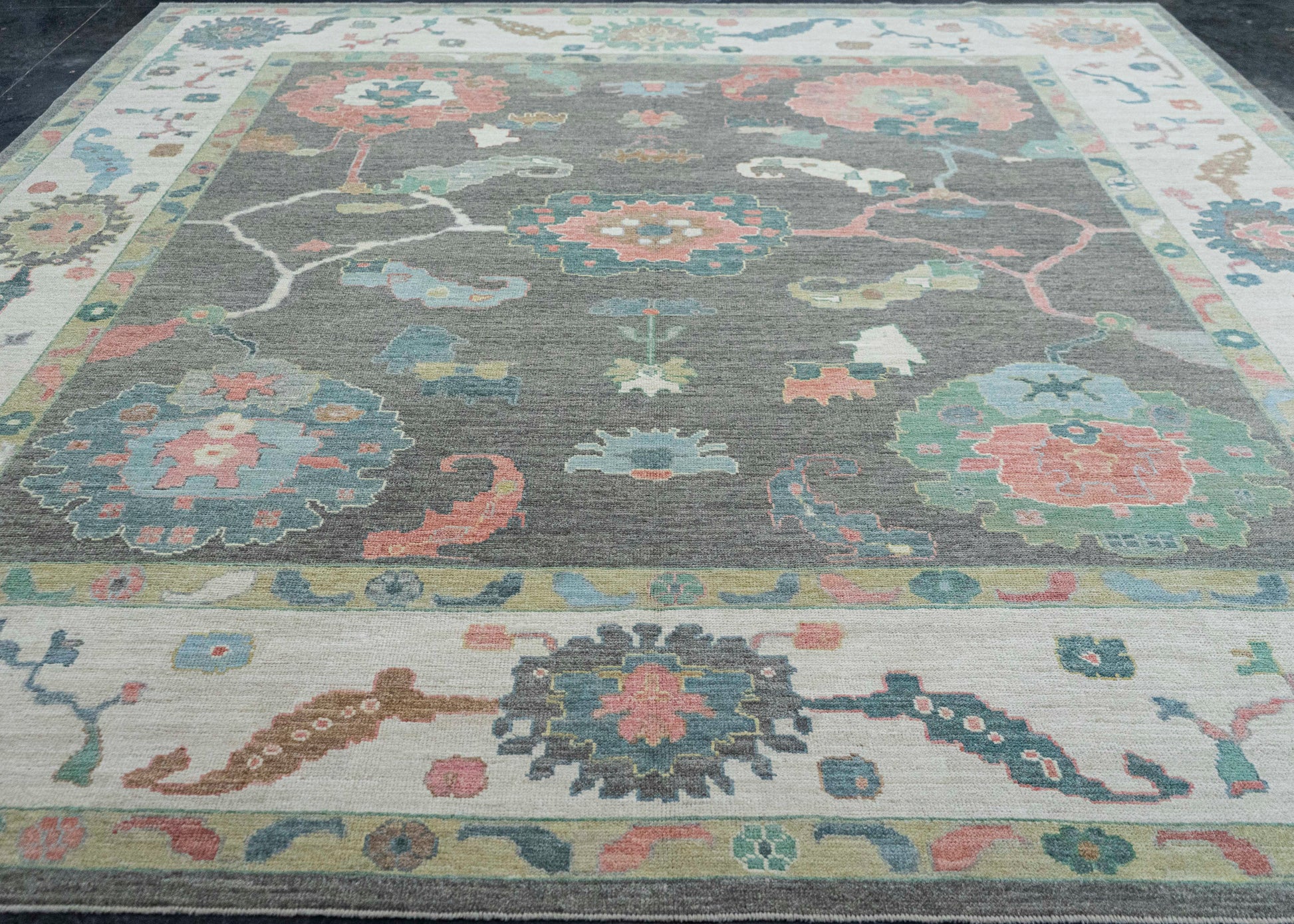 Turkish  Oushak Square Rug 11'10" x 12'7" #20319