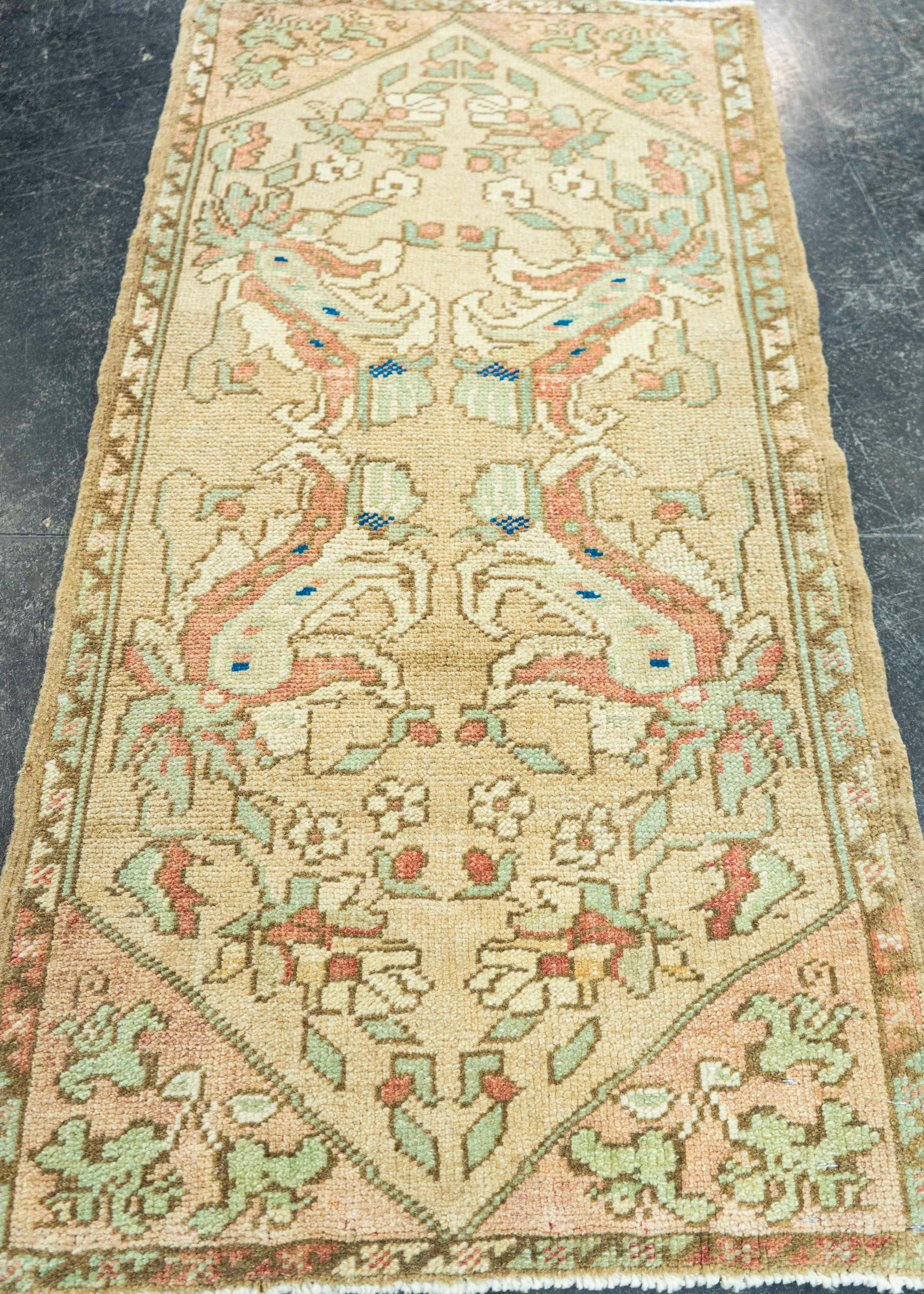 Turkish Mini Rug Oriental Hand Knotted Vintage Rug 1'7" x 3'2" #20753