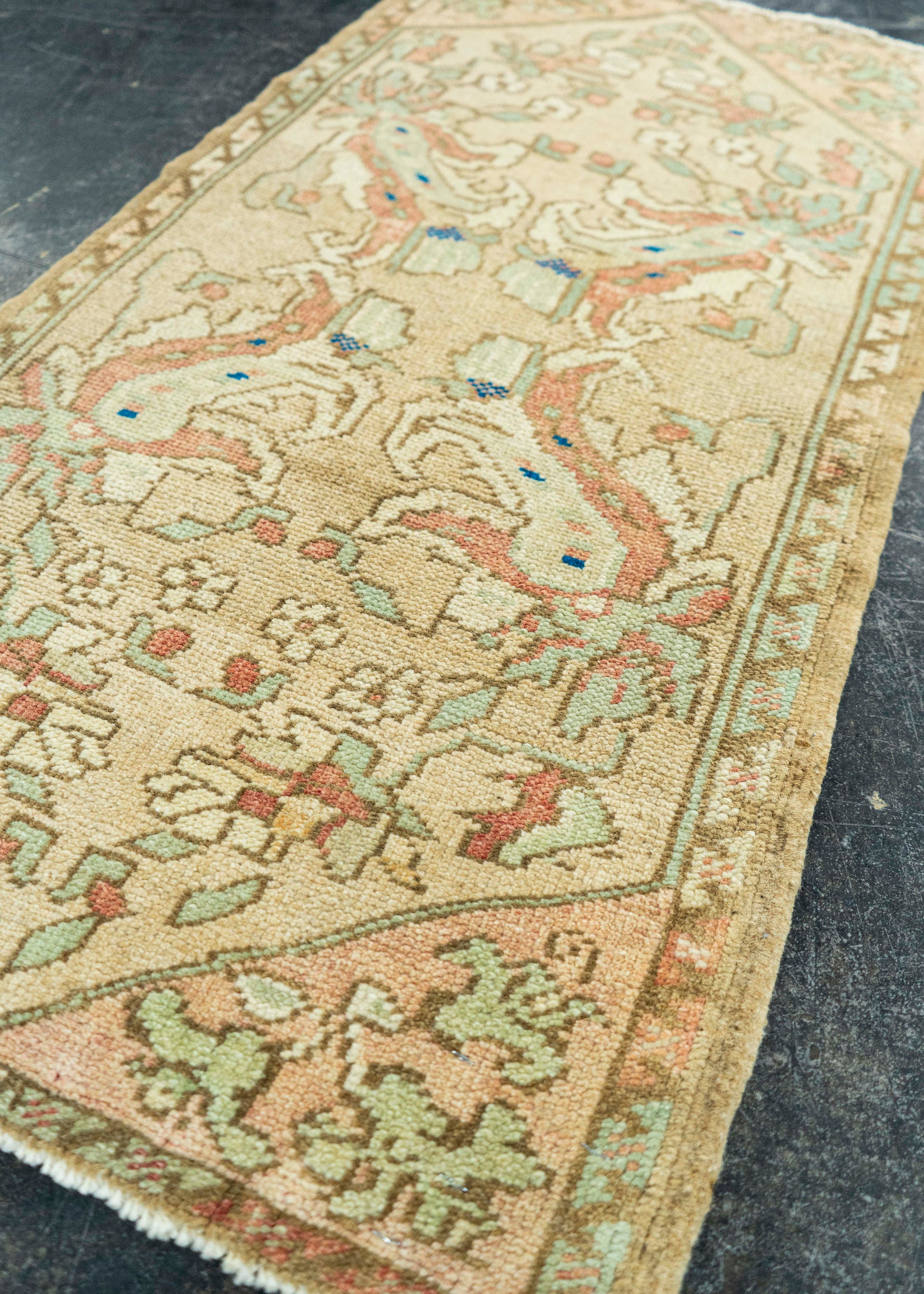 Turkish Mini Rug Oriental Hand Knotted Vintage Rug 1'7" x 3'2" #20753