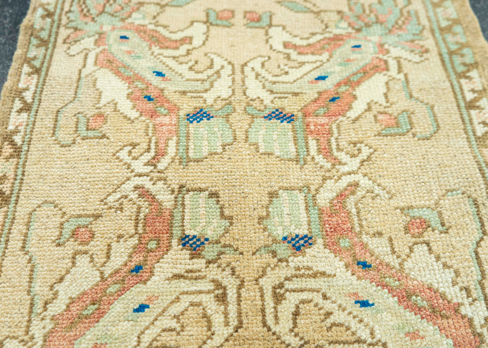 Turkish Mini Rug Oriental Hand Knotted Vintage Rug 1'7" x 3'2" #20753