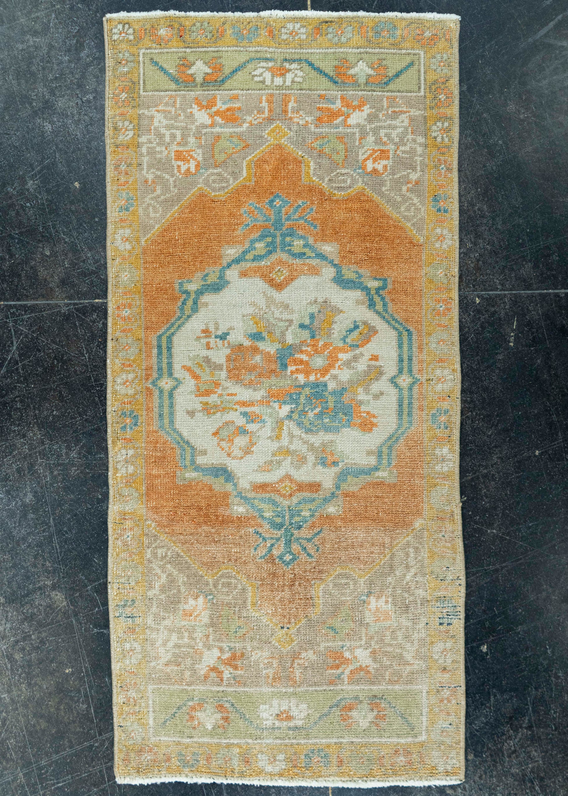 Turkish Mini Rug Oriental Hand Knotted Vintage Rug 1'7" x 3'4" #20743