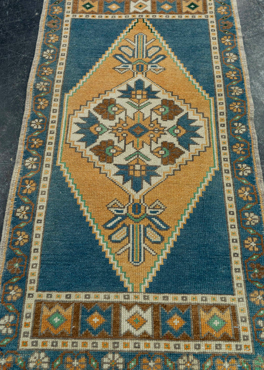 Turkish Mini Rug Oriental Hand Knotted Vintage Rug 1'10" x 3'4" #20739