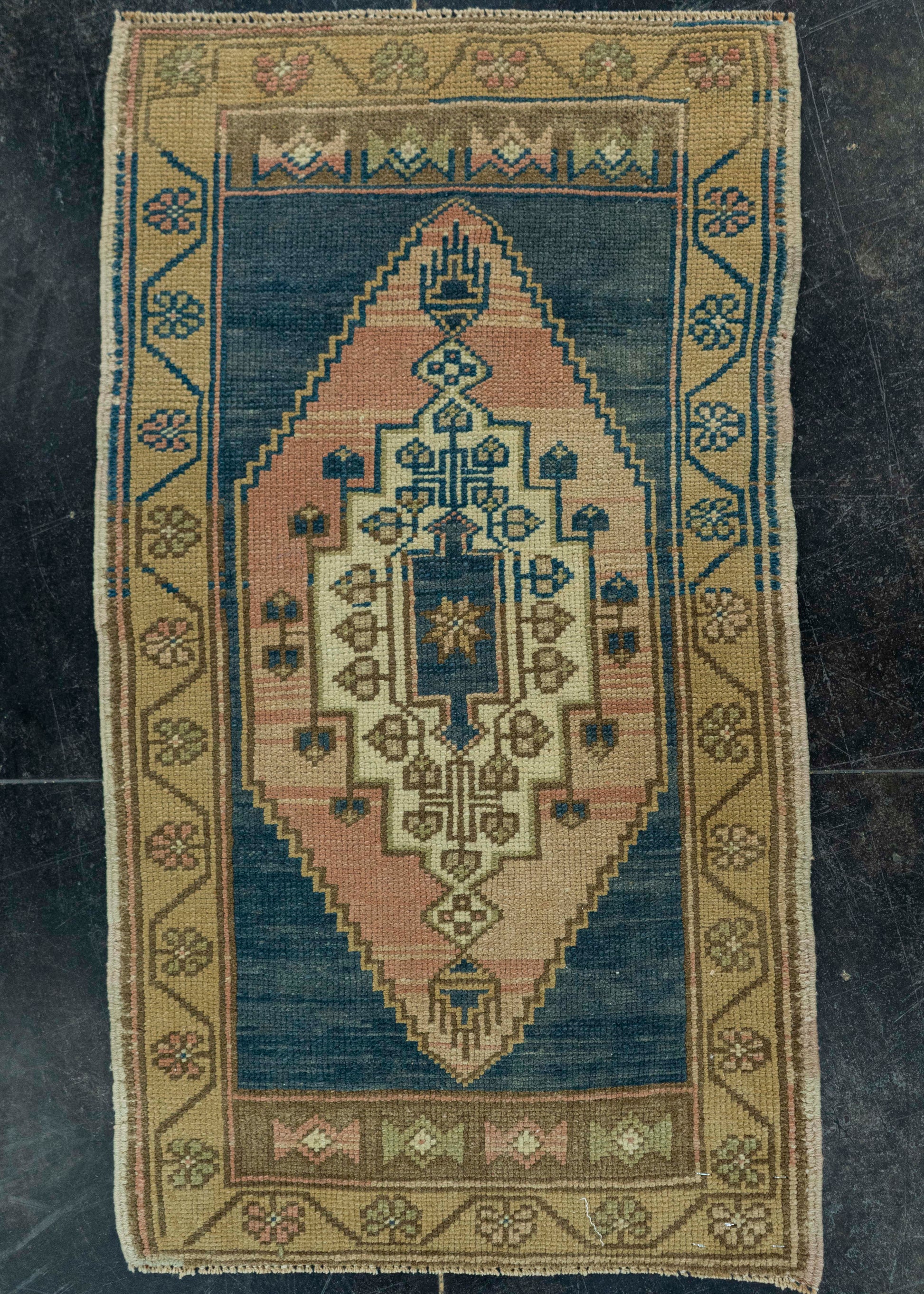Turkish Mini Rug Oriental Hand Knotted Vintage Rug 1'10" x 3'3" #20716