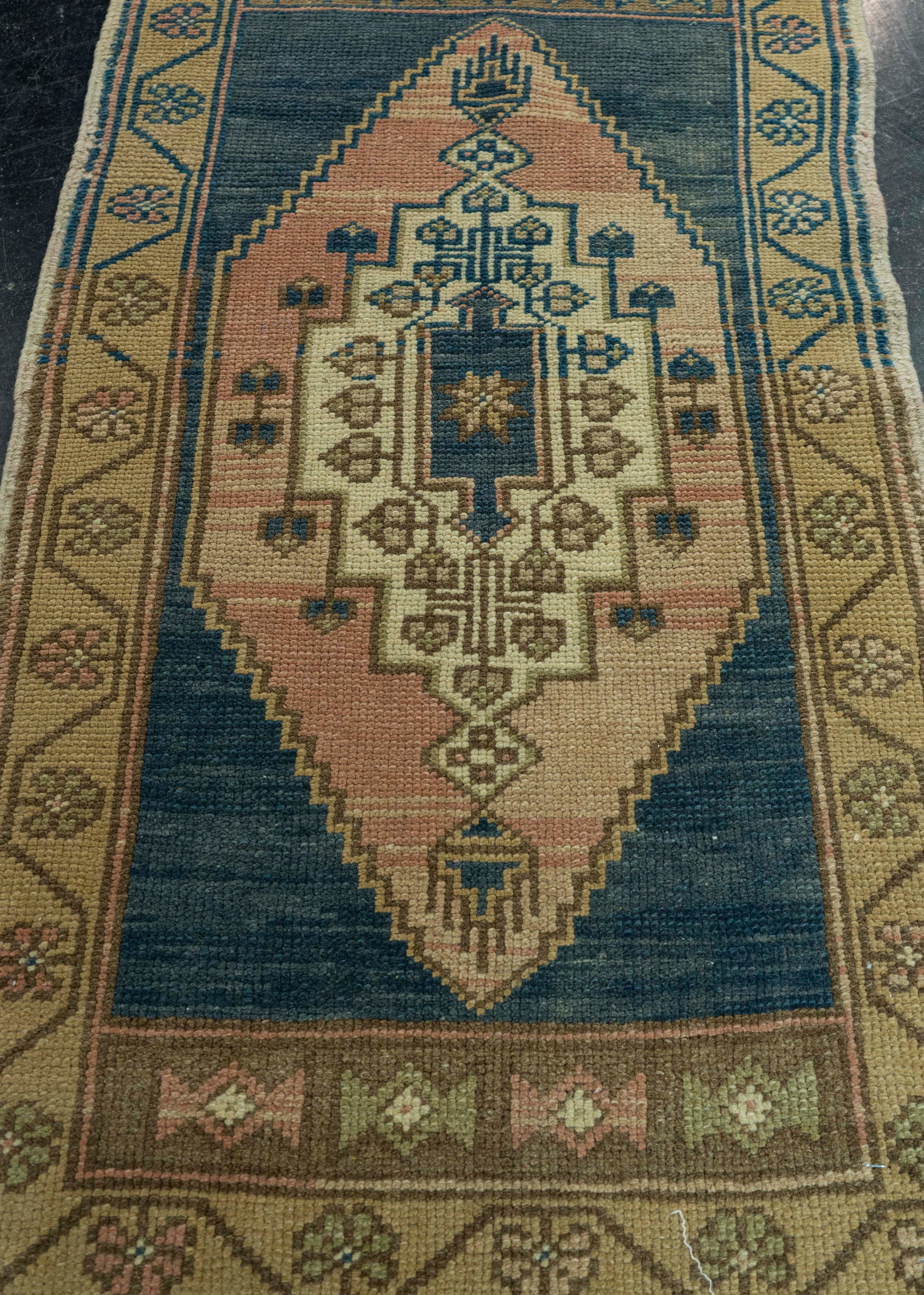 Turkish Mini Rug Oriental Hand Knotted Vintage Rug 1'10" x 3'3" #20716