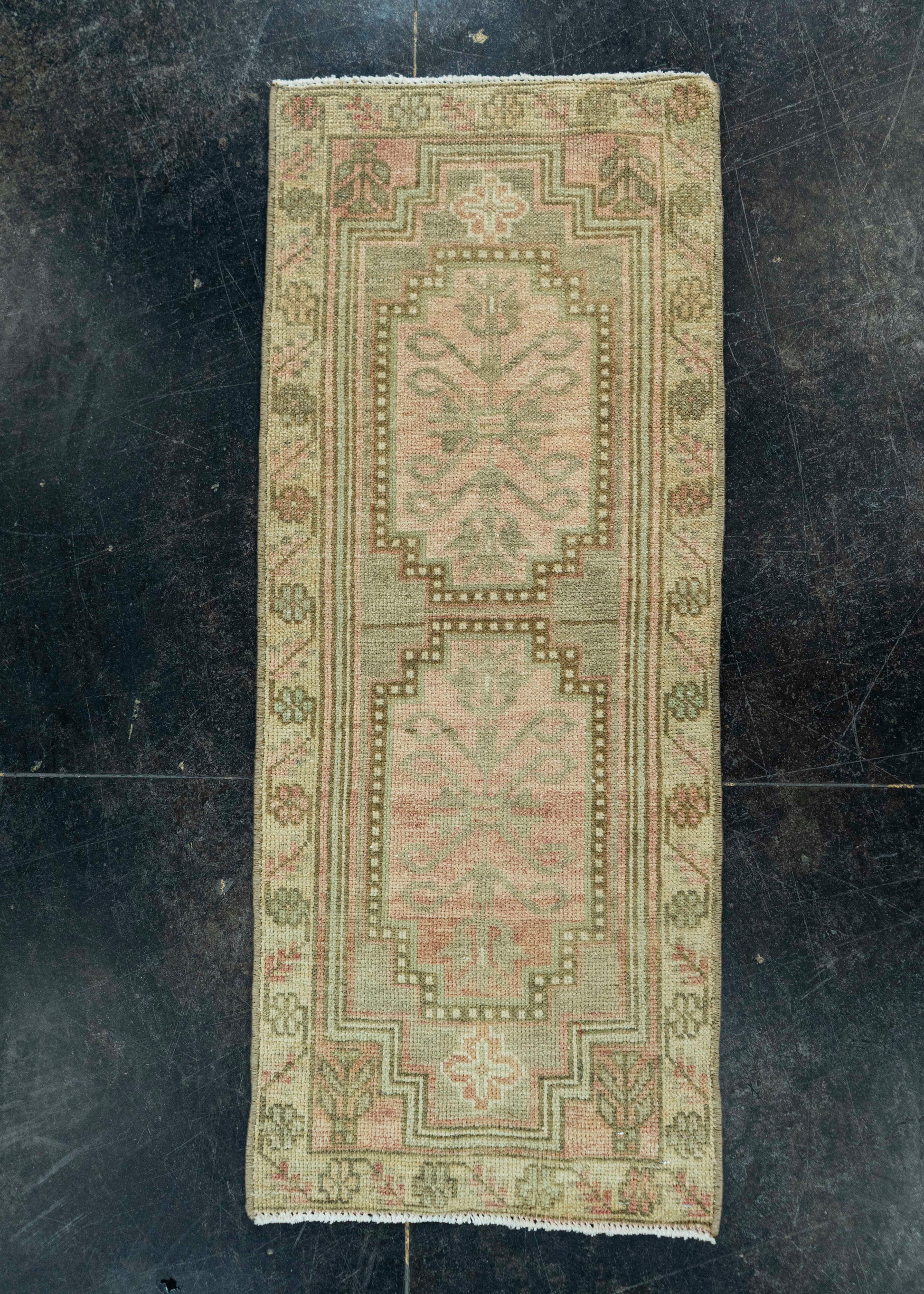 Turkish Mini Rug Oriental Hand Knotted Vintage Rug 1'5" x 3'6" #20735