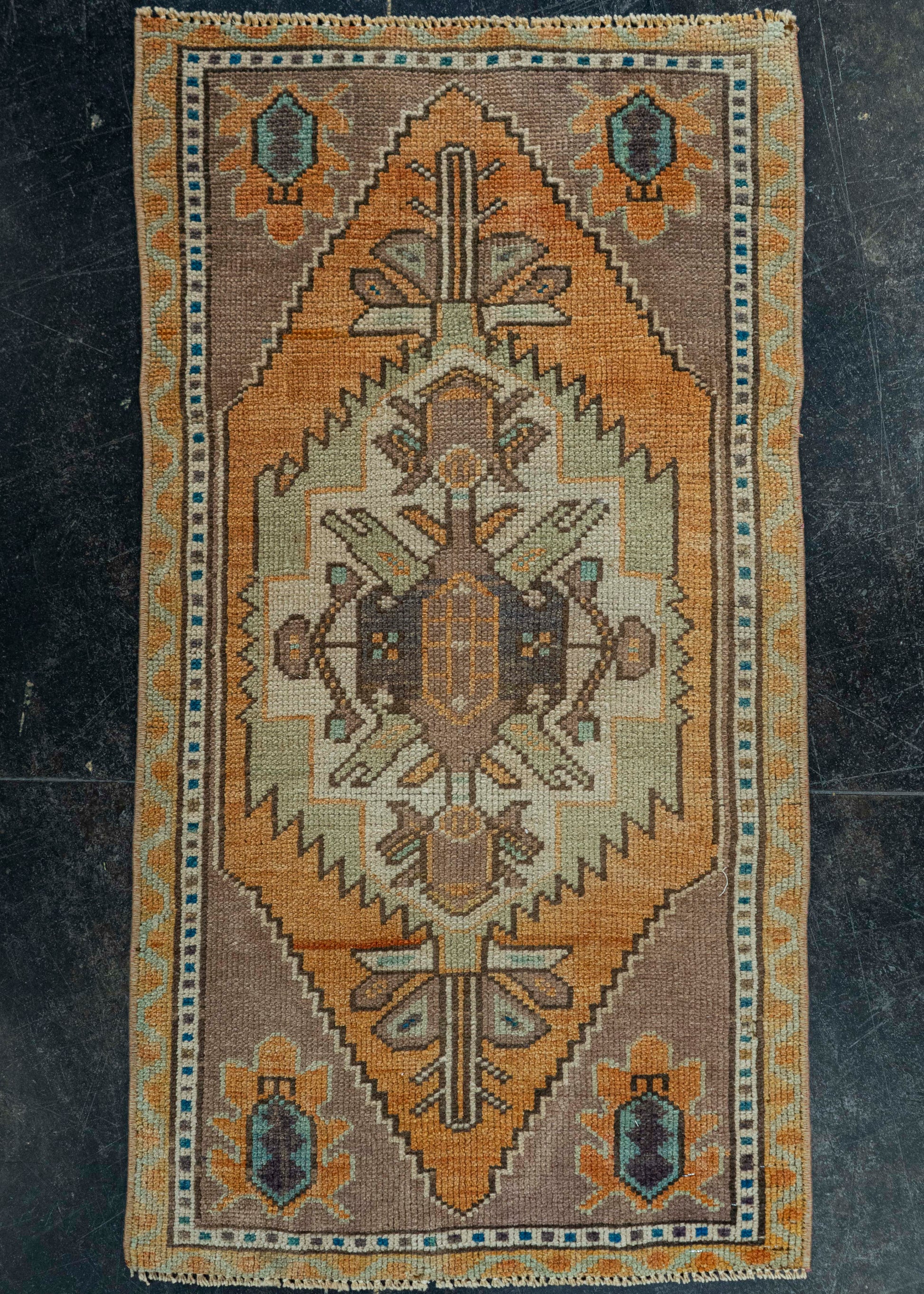 Turkish Mini Rug Oriental Hand Knotted Vintage Rug 1'8" x 3' #20734