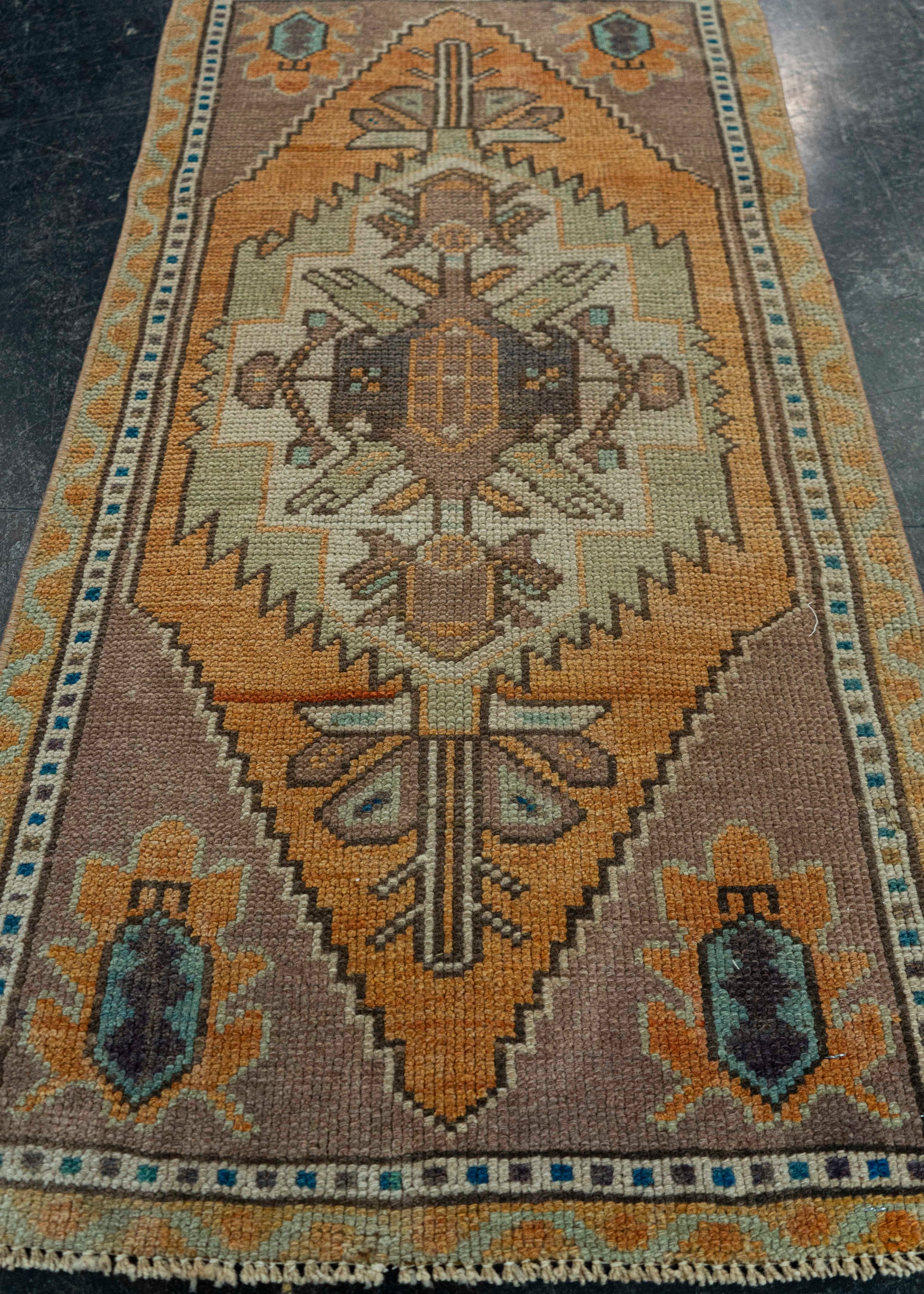 Turkish Mini Rug Oriental Hand Knotted Vintage Rug 1'8" x 3' #20734