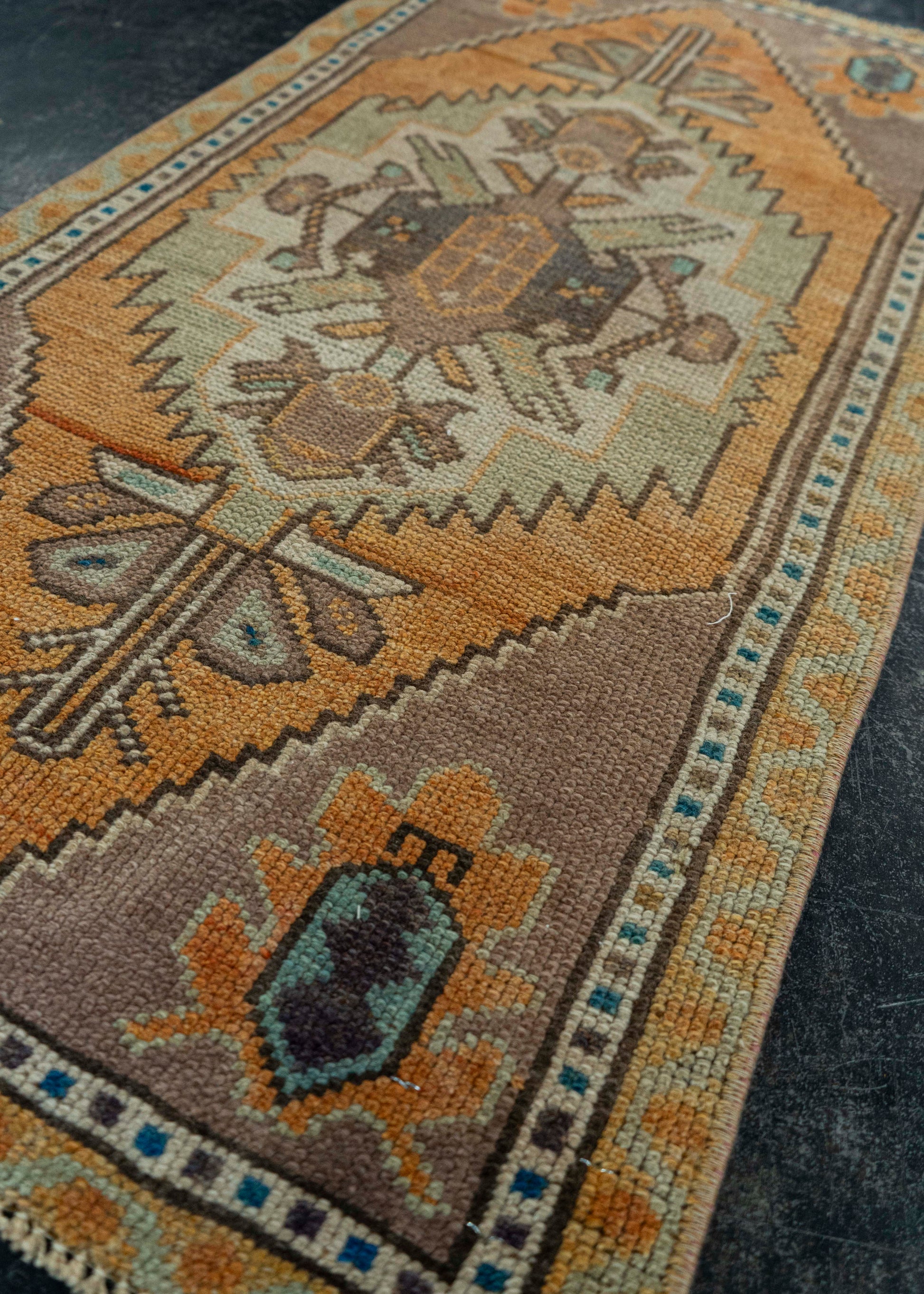 Turkish Mini Rug Oriental Hand Knotted Vintage Rug 1'8" x 3' #20734