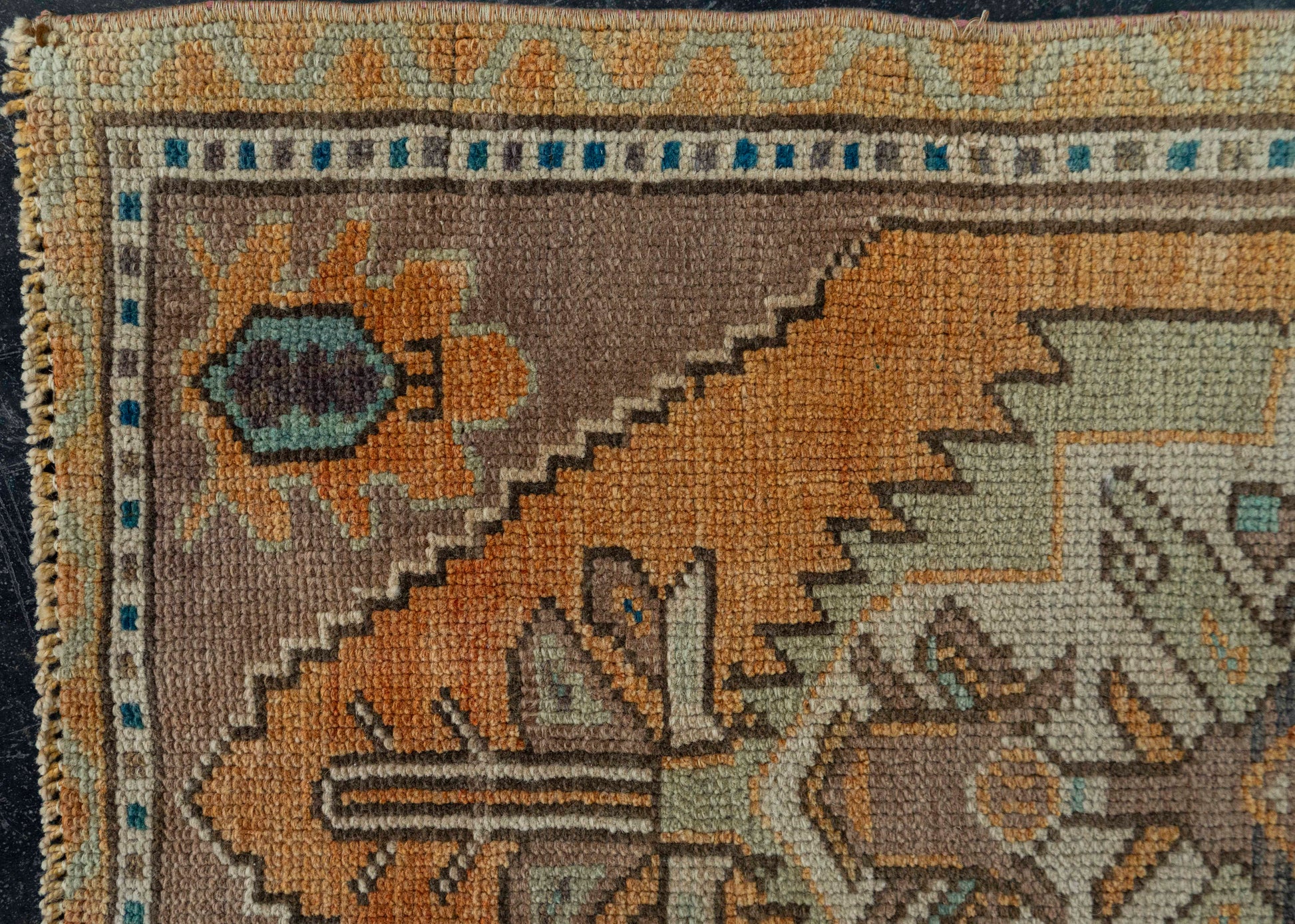 Turkish Mini Rug Oriental Hand Knotted Vintage Rug 1'8" x 3' #20734