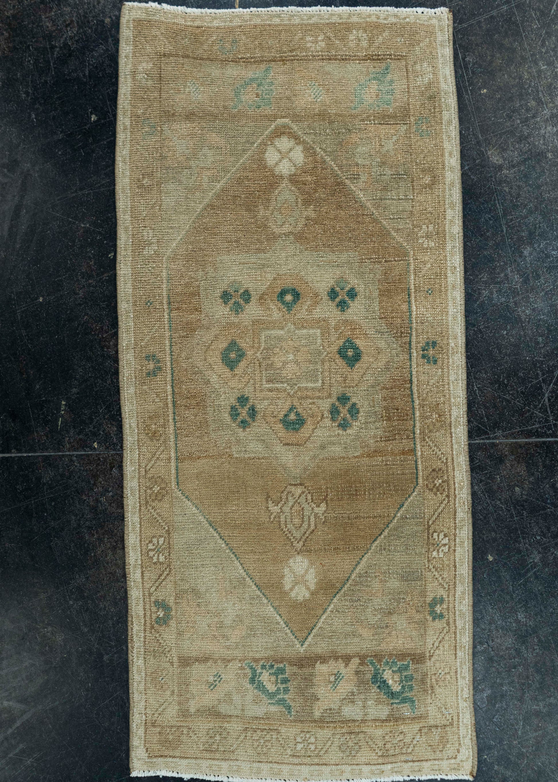 Turkish Mini Rug Oriental Hand Knotted Vintage Rug 1'7" x 3'6" #20729