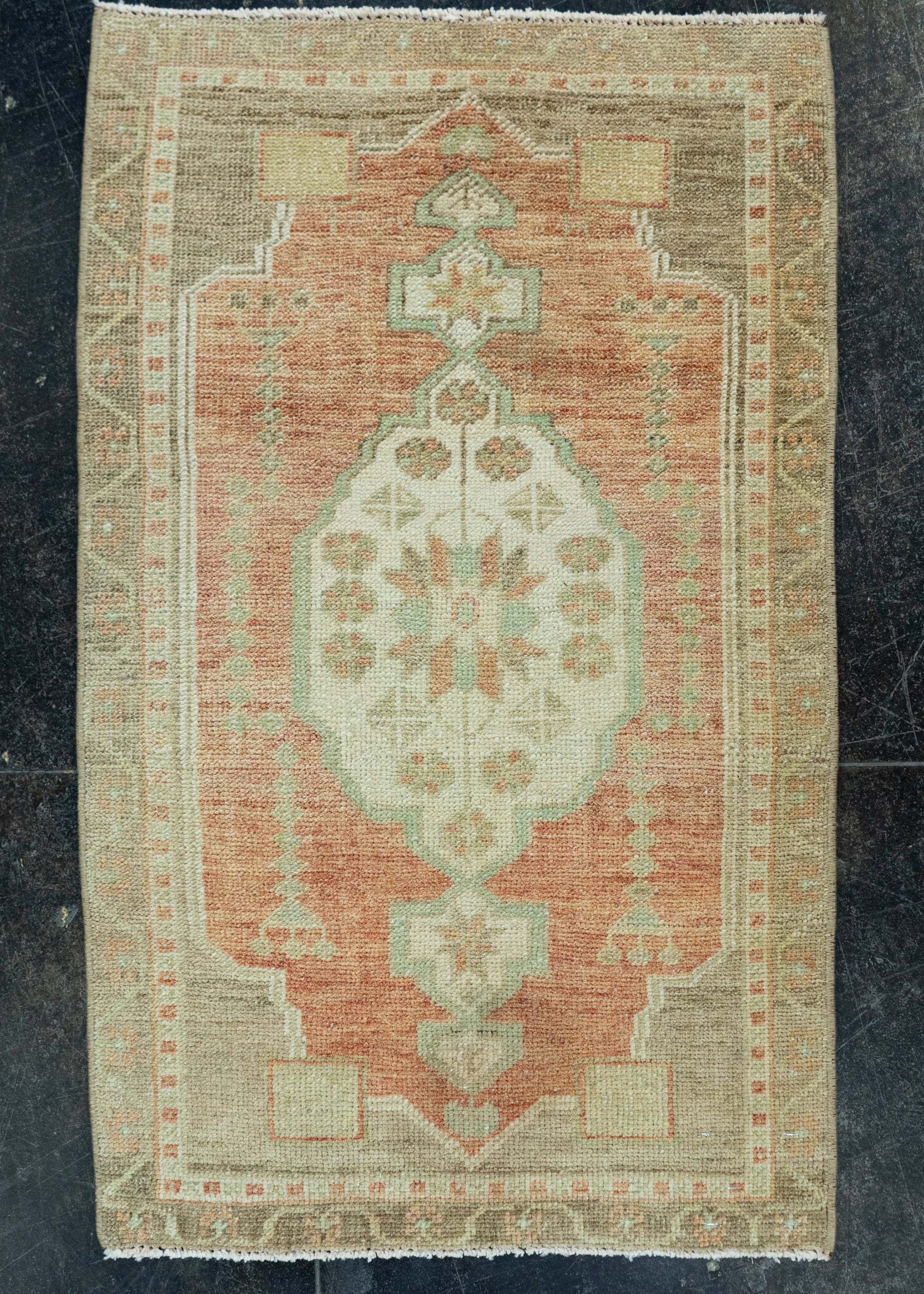 Turkish Mini Rug Oriental Hand Knotted Vintage Rug 1'9" x 2'10" #20726
