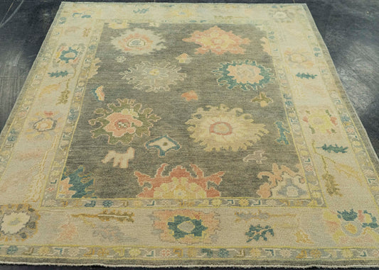Turkish Oushak Rug  5'2" x 6'7" #20371