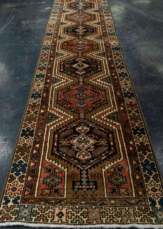 Oriental Handmade Vintage Rug 3'1" x 13'6" #21481