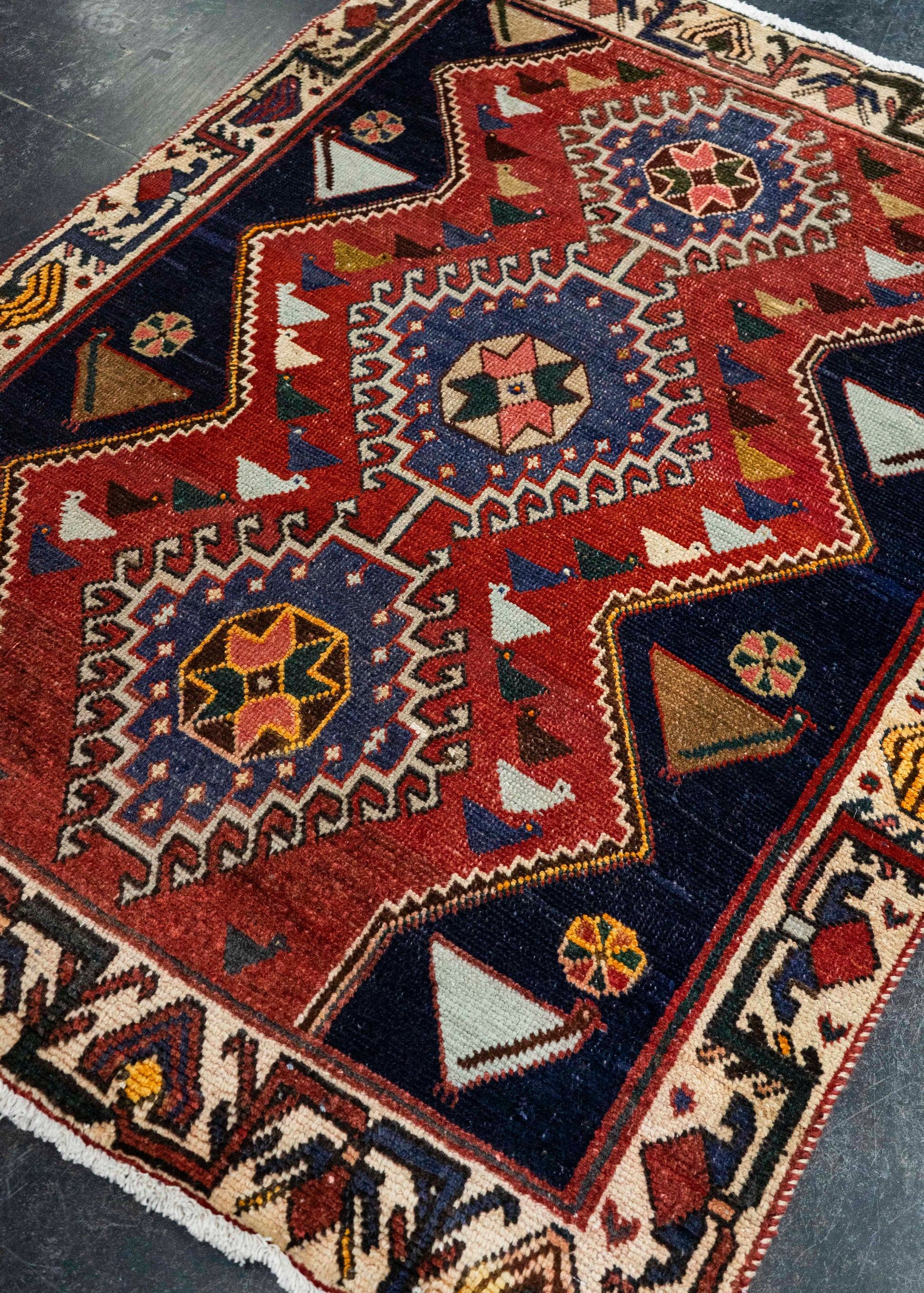 Oriental Handmade Vintage Rug 3'7" x 4'9" #21479