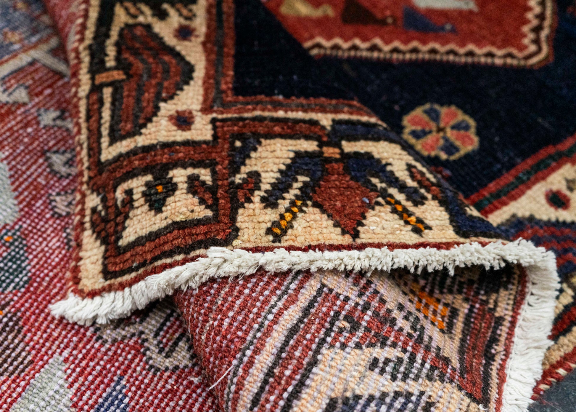 Oriental Handmade Vintage Rug 3'7" x 4'9" #21479