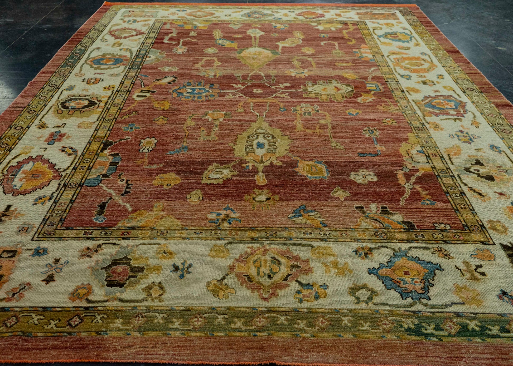 Turkish Oushak Old Wool Rug  9'10" x 14' #20121