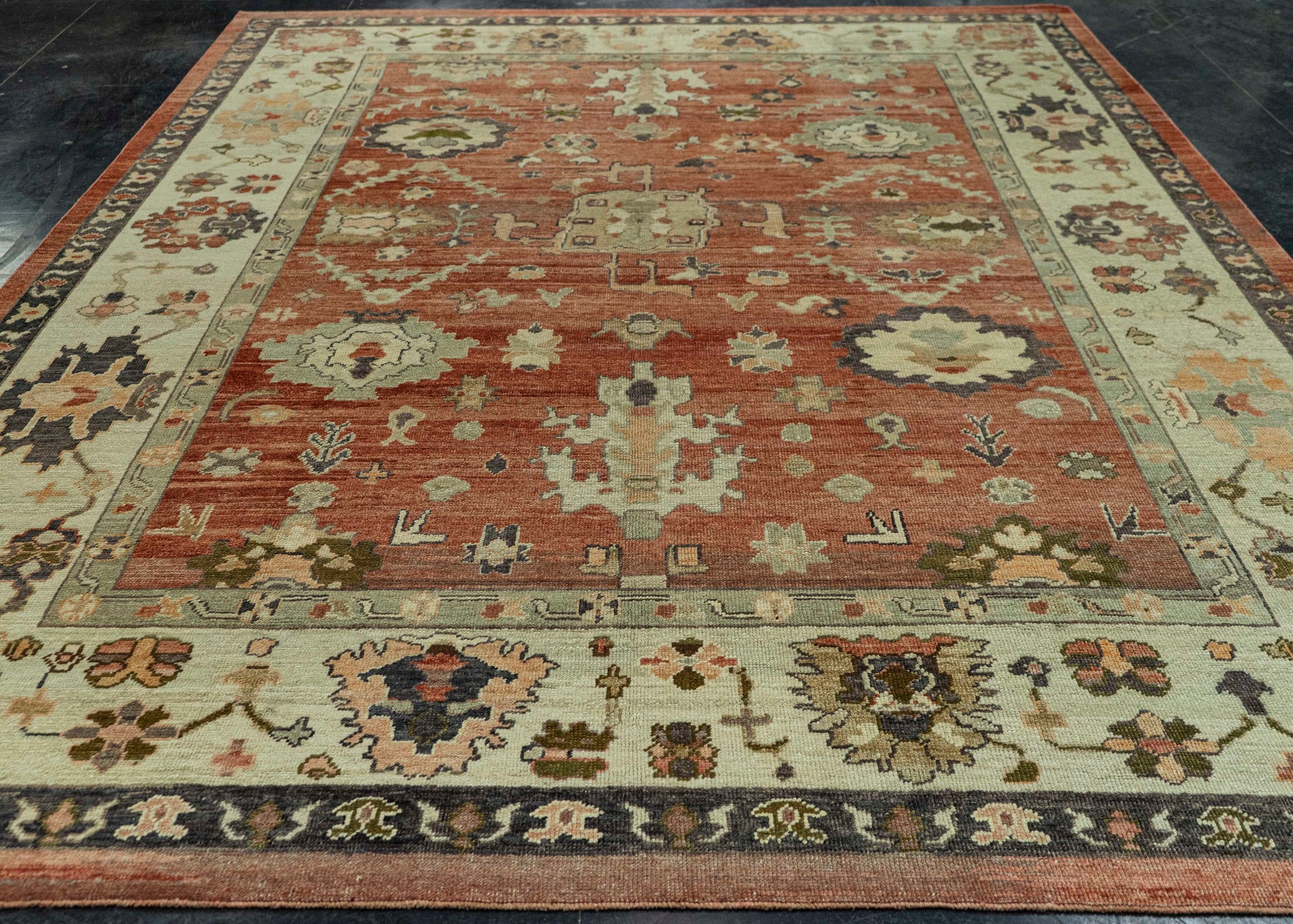 Turkish Oushak Old Wool Rug  9'3" x 11'11" #30136
