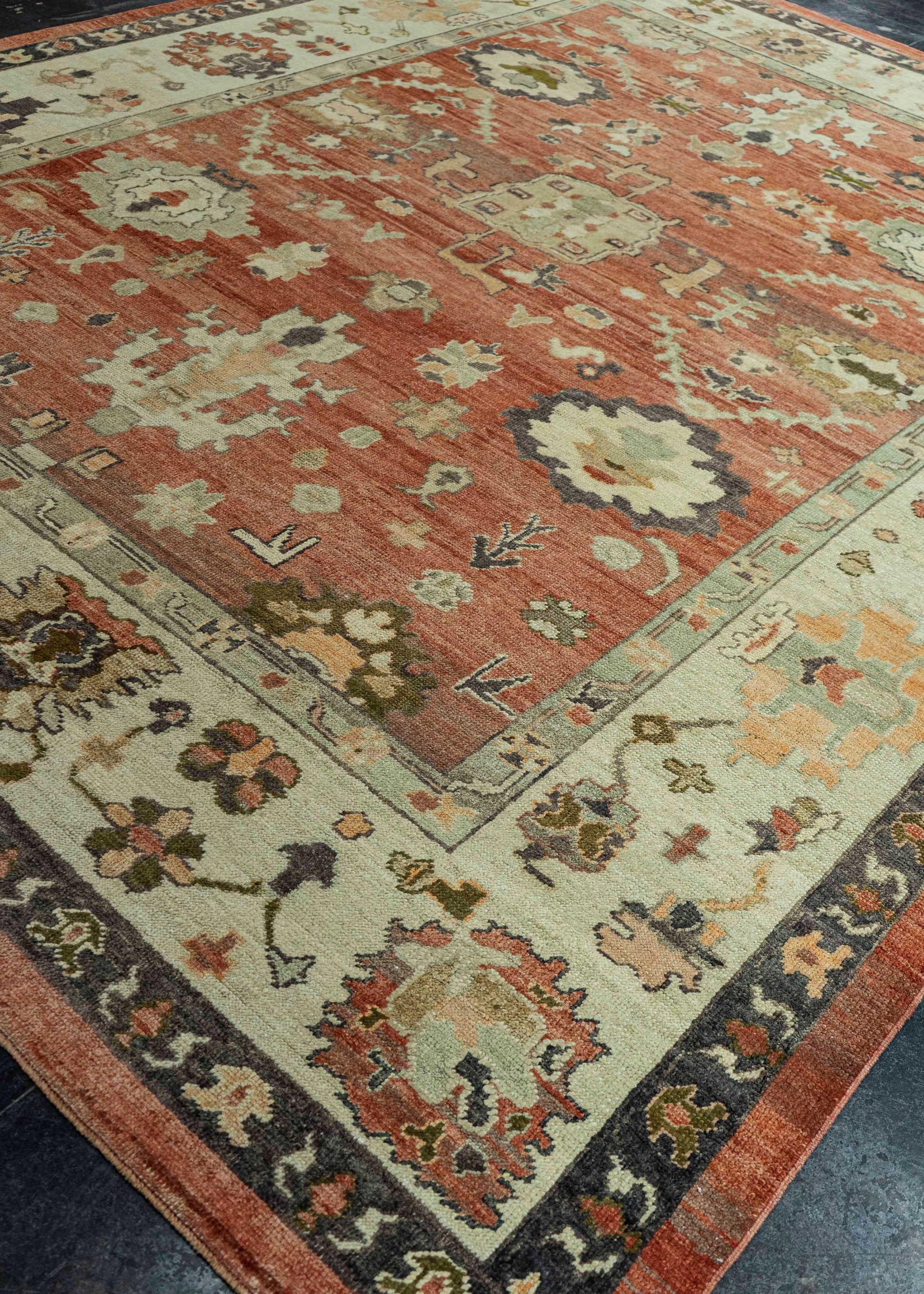 Turkish Oushak Old Wool Rug  9'3" x 11'11" #30136