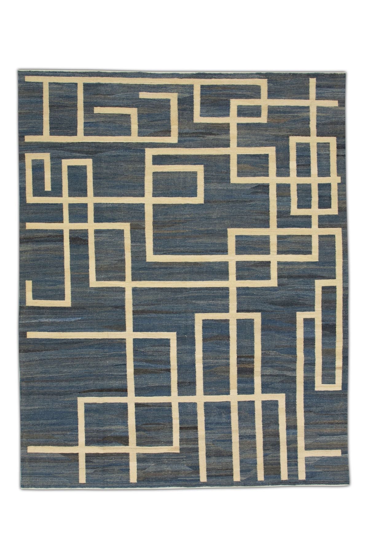 Handmade Blue Flat Weave Turkish Kilim 8'5" x 10'7" #F-1003