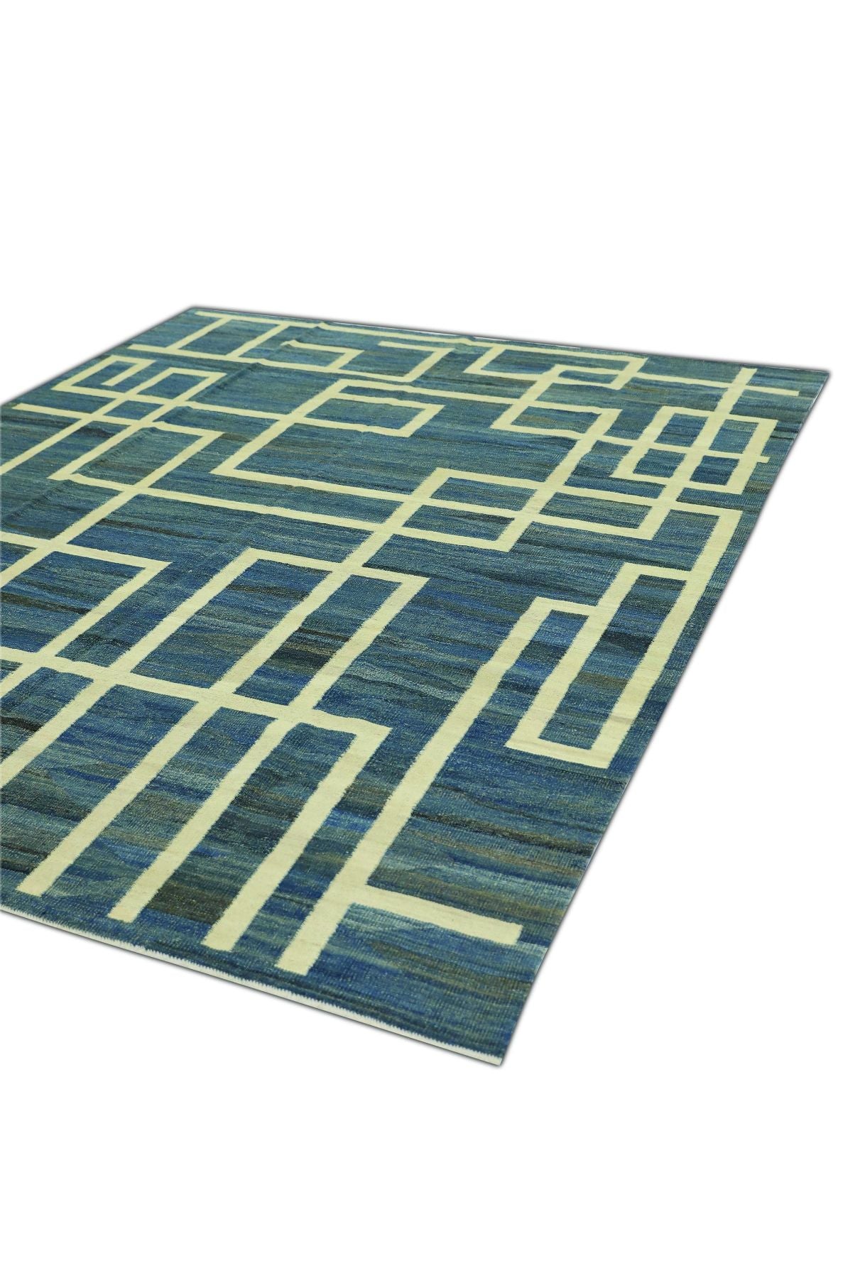 Handmade Blue Flat Weave Turkish Kilim 8'5" x 10'7" #F-1003