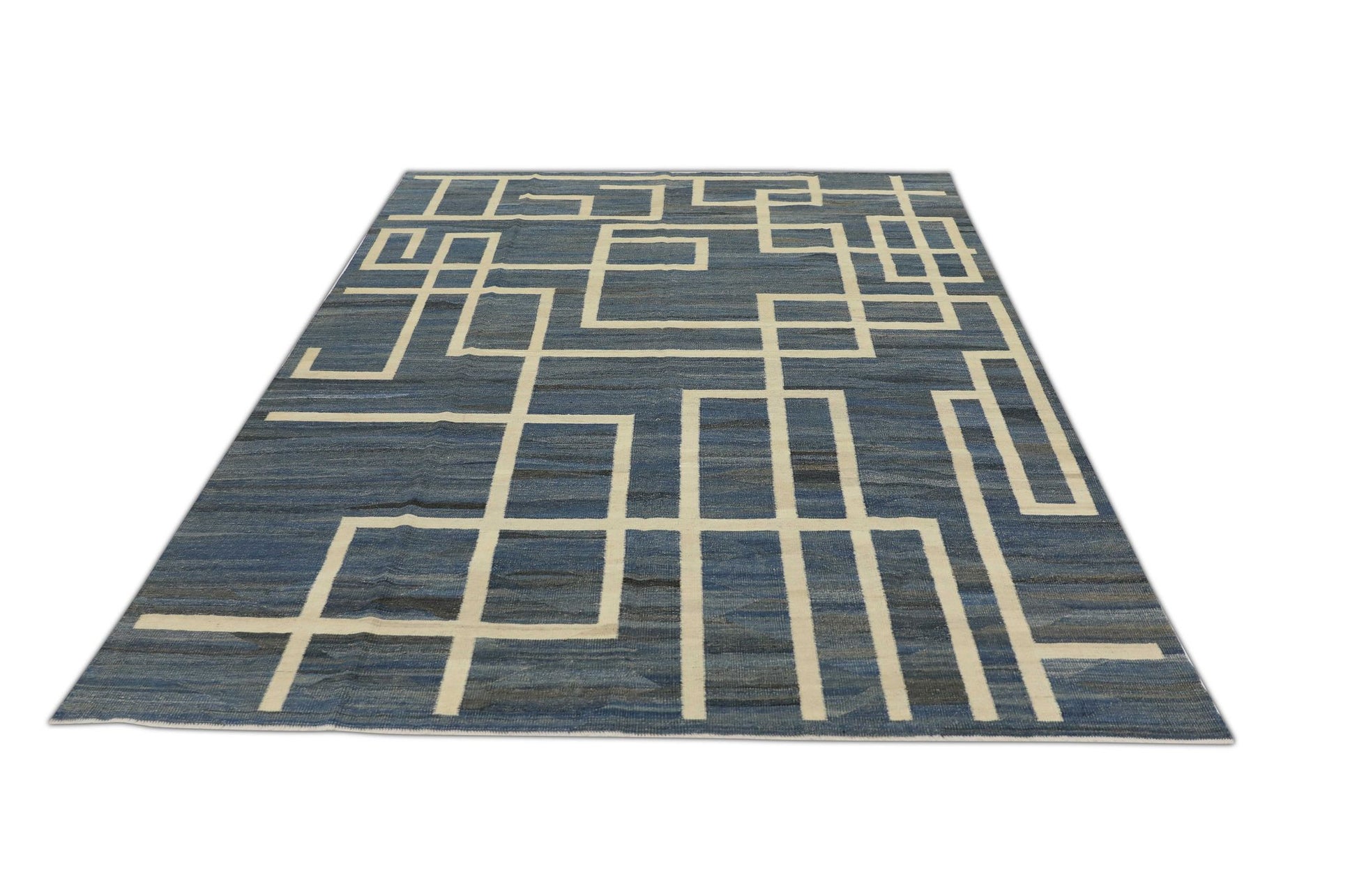 Handmade Blue Flat Weave Turkish Kilim 8'5" x 10'7" #F-1003
