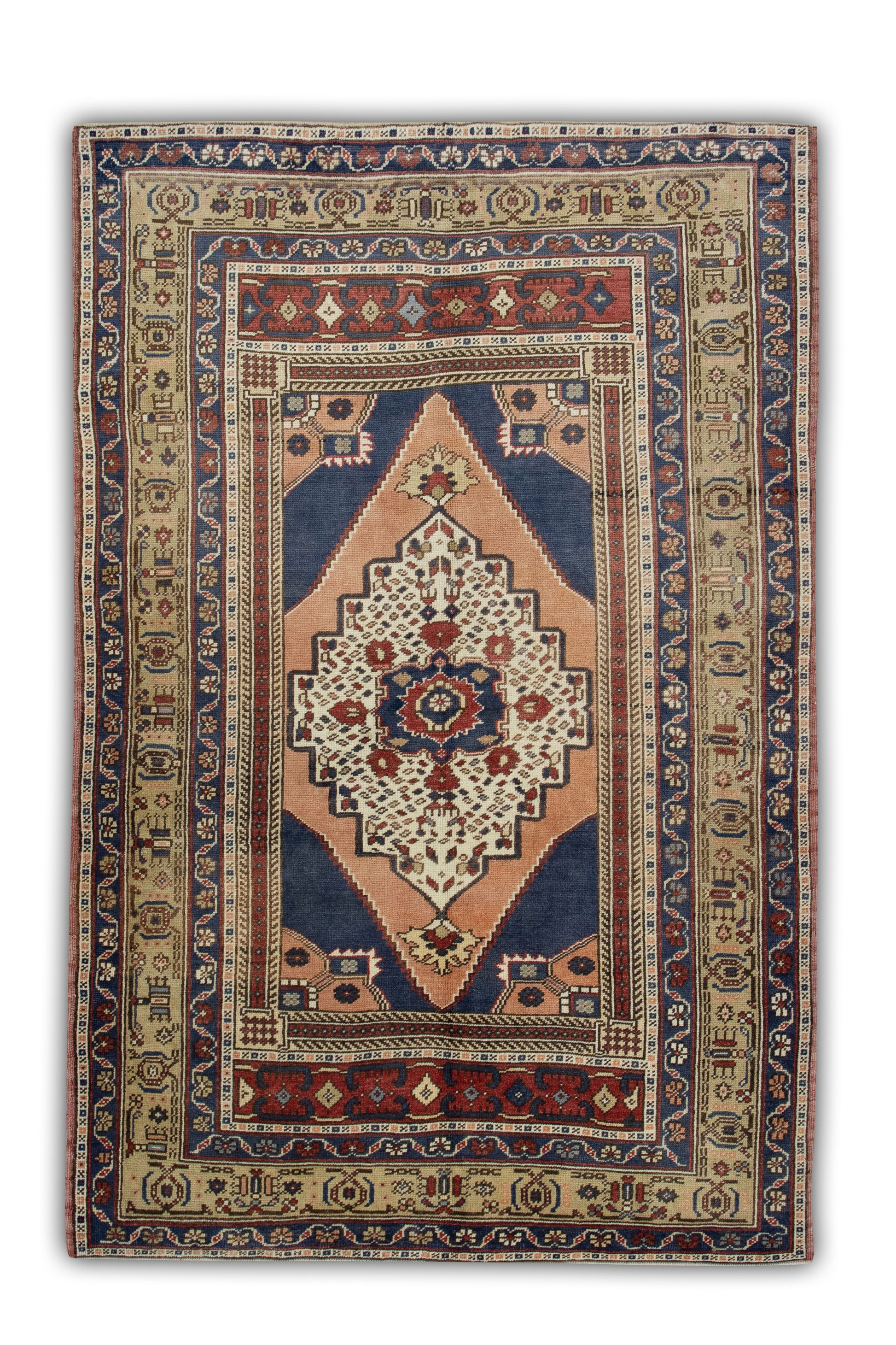 Turkish Vintage Anatolian Rug  4'4" x 6'9" #458