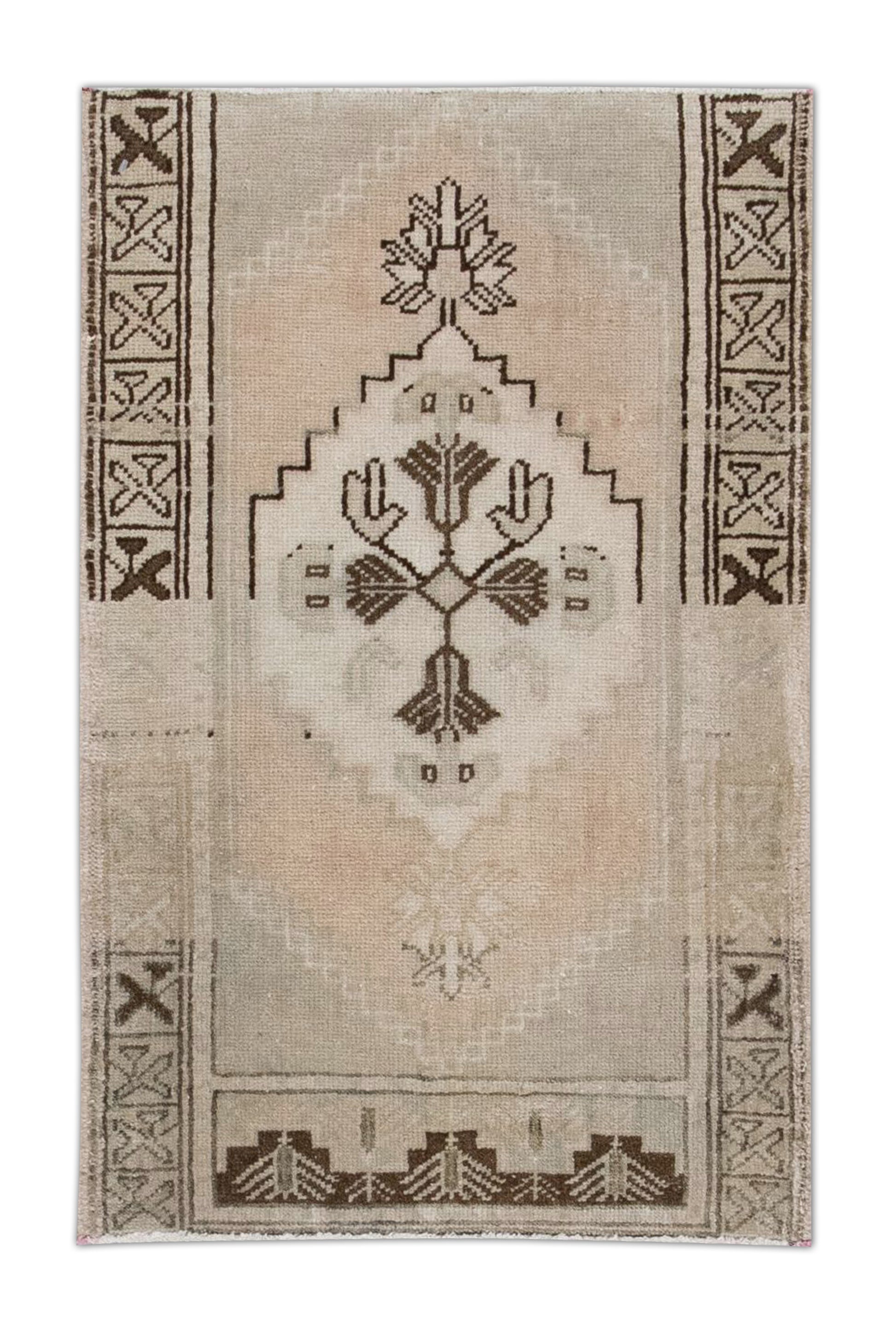 Oriental Hand Knotted Vintage Turkish Mini Rug 1'8" x 2'5" #36