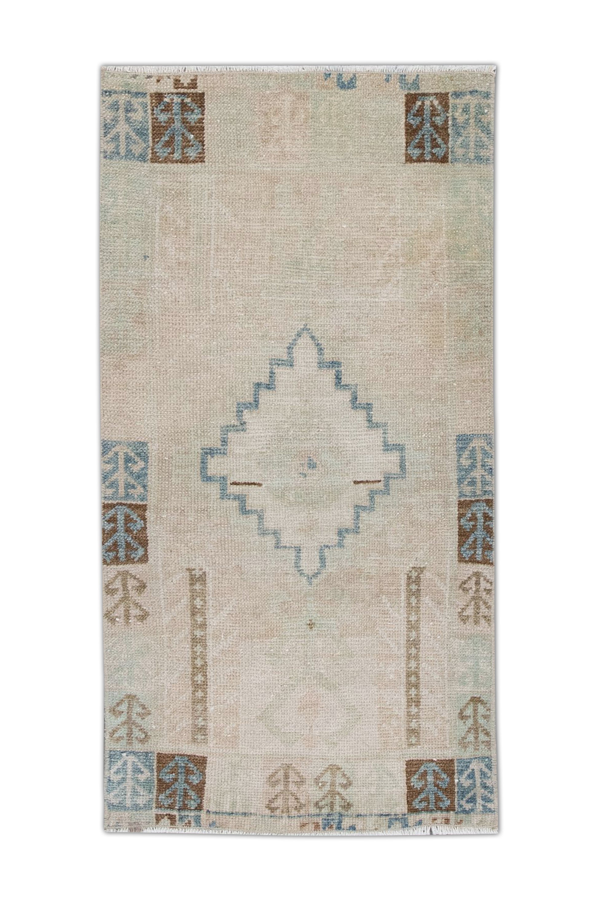 Oriental Hand Knotted Vintage Turkish Mini Rug 1'8" x 3'4" #22