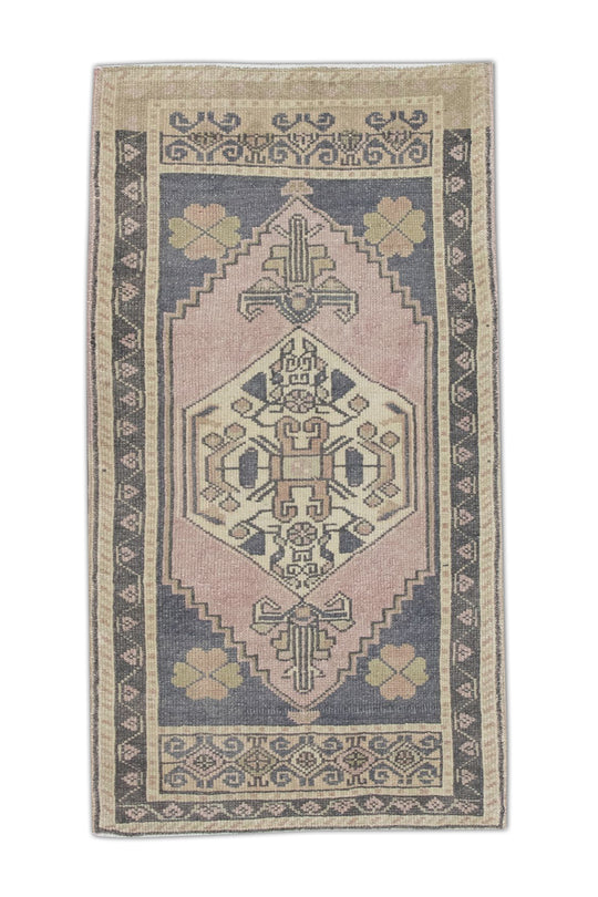 Oriental Hand Knotted Vintage Turkish Mini Rug 1'9" x 3'4" #131