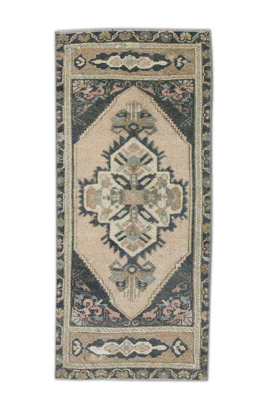 Turkish Mini Rug Oriental Vintage Hand Knotted 1'5" x 3'2" #38