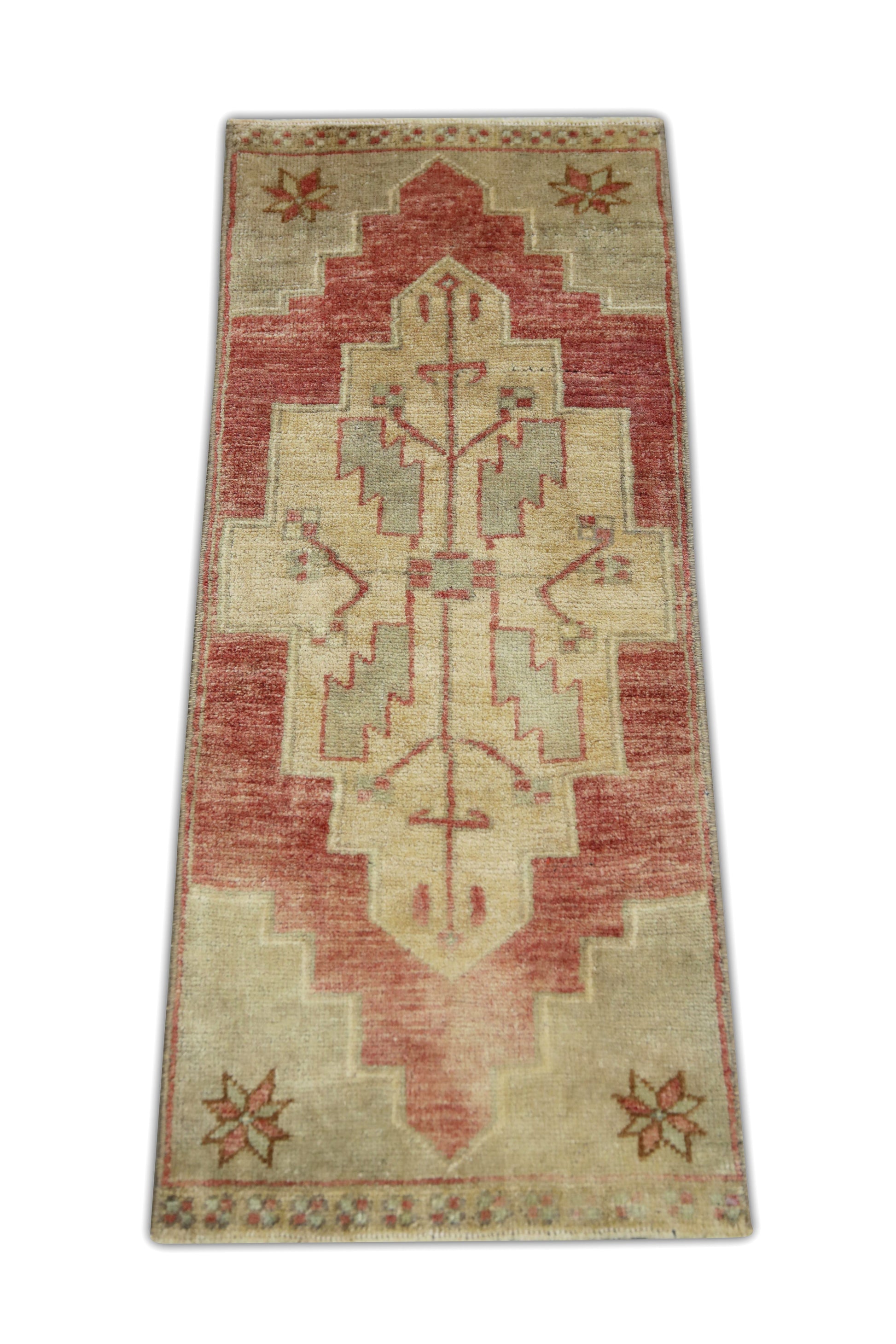 Oriental Hand Knotted Vintage Turkish Mini Rug 1'4" x 3'6" #06