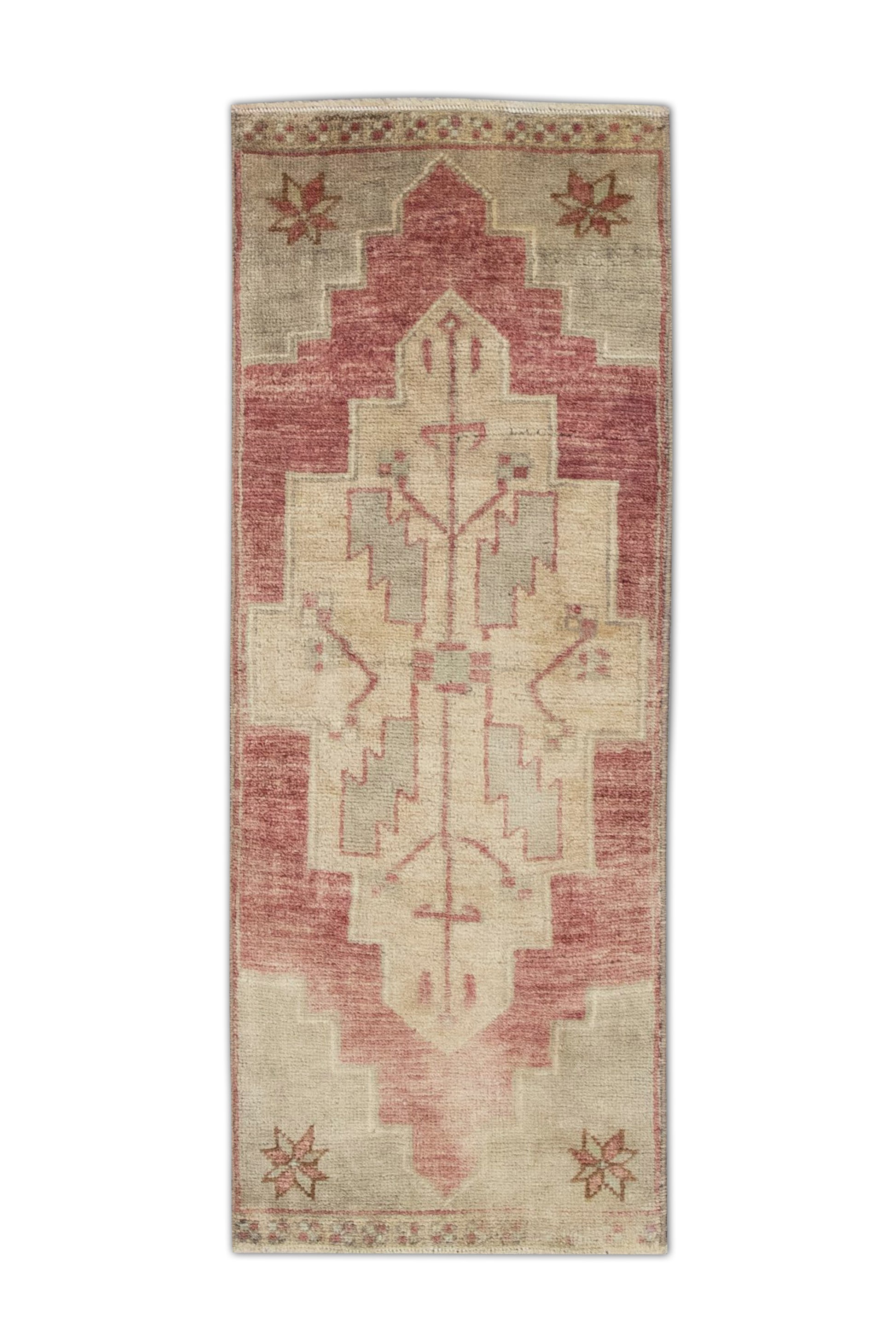 Oriental Hand Knotted Vintage Turkish Mini Rug 1'4" x 3'6" #06
