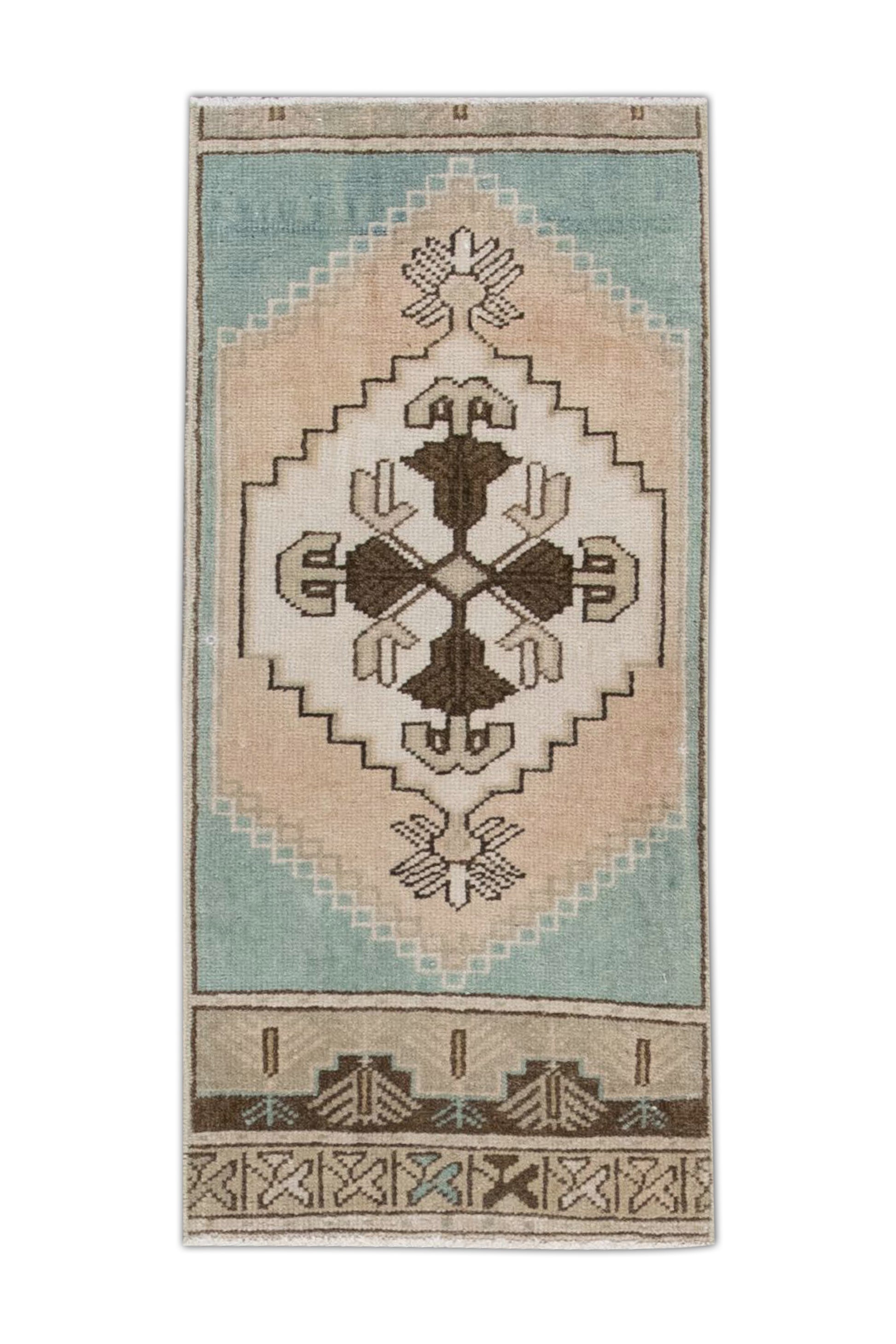 Oriental Hand Knotted Vintage Turkish Mini Rug 1'2" x 2'7" #02