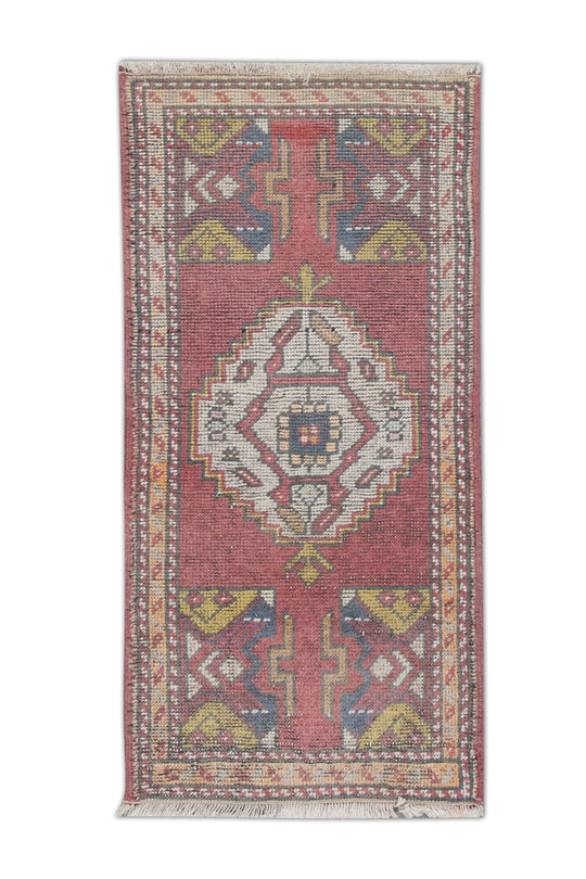 Oriental Hand Knotted Vintage Turkish Mini Rug 1'7" x 3'4" #148